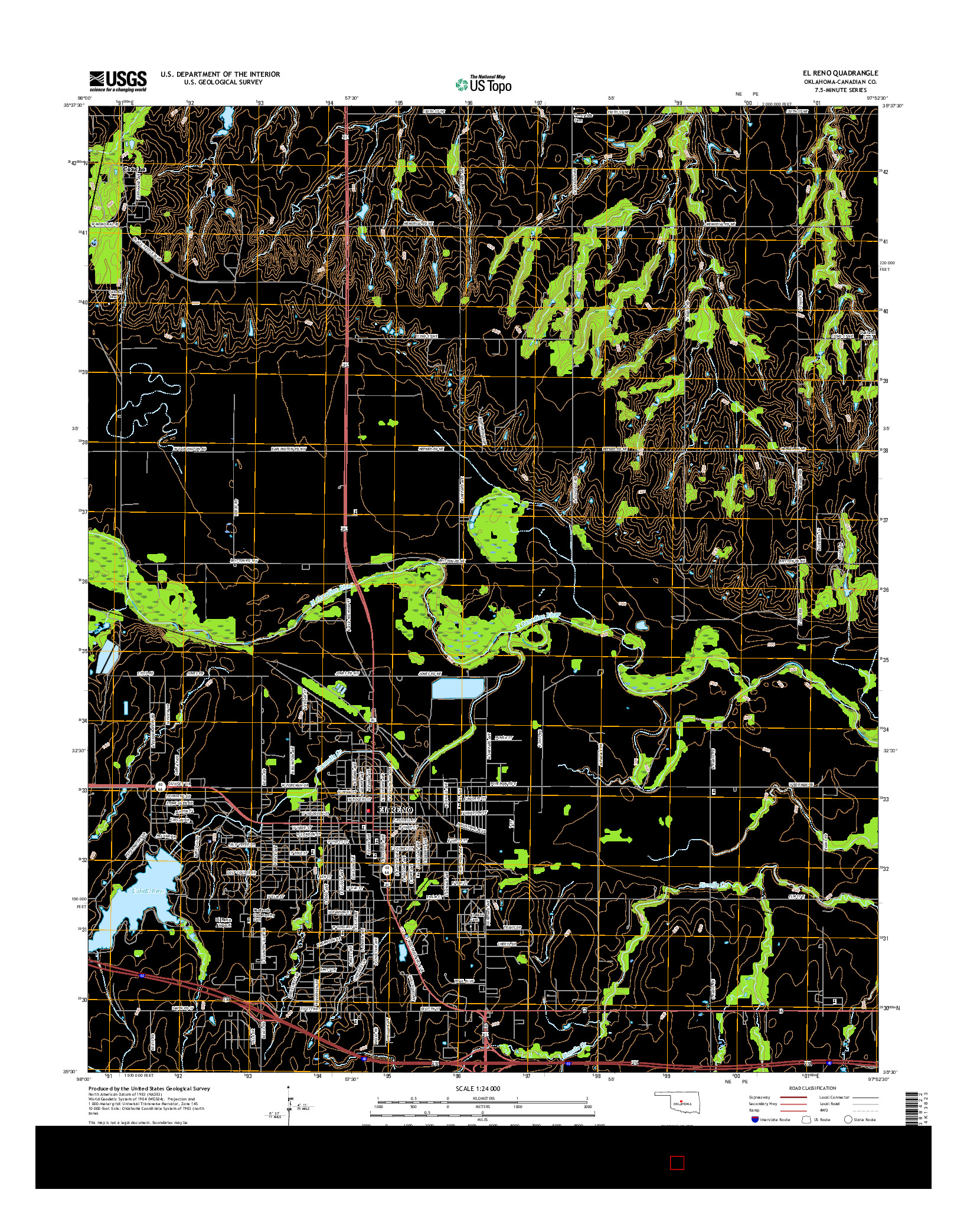 USGS US TOPO 7.5-MINUTE MAP FOR EL RENO, OK 2016