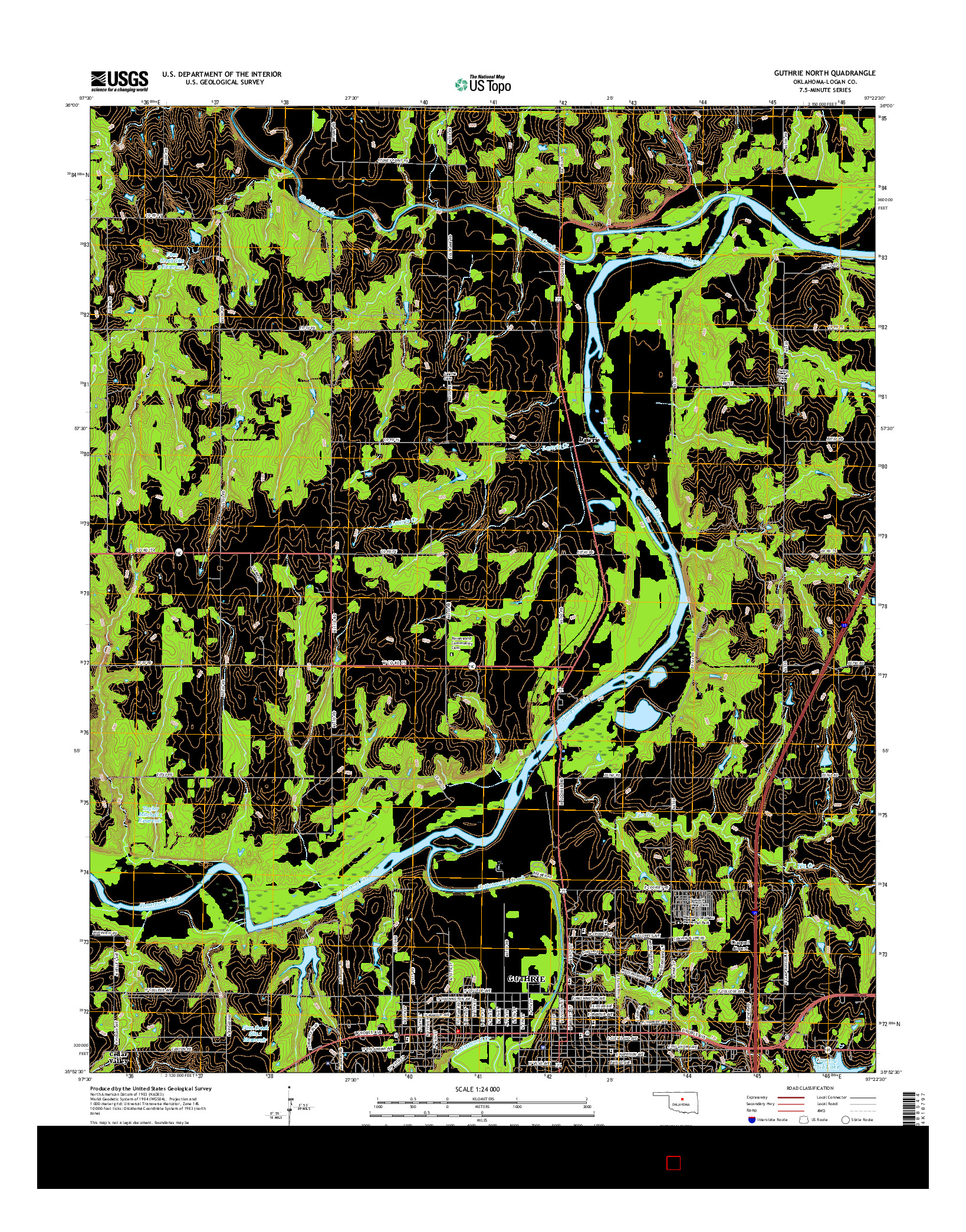 USGS US TOPO 7.5-MINUTE MAP FOR GUTHRIE NORTH, OK 2016