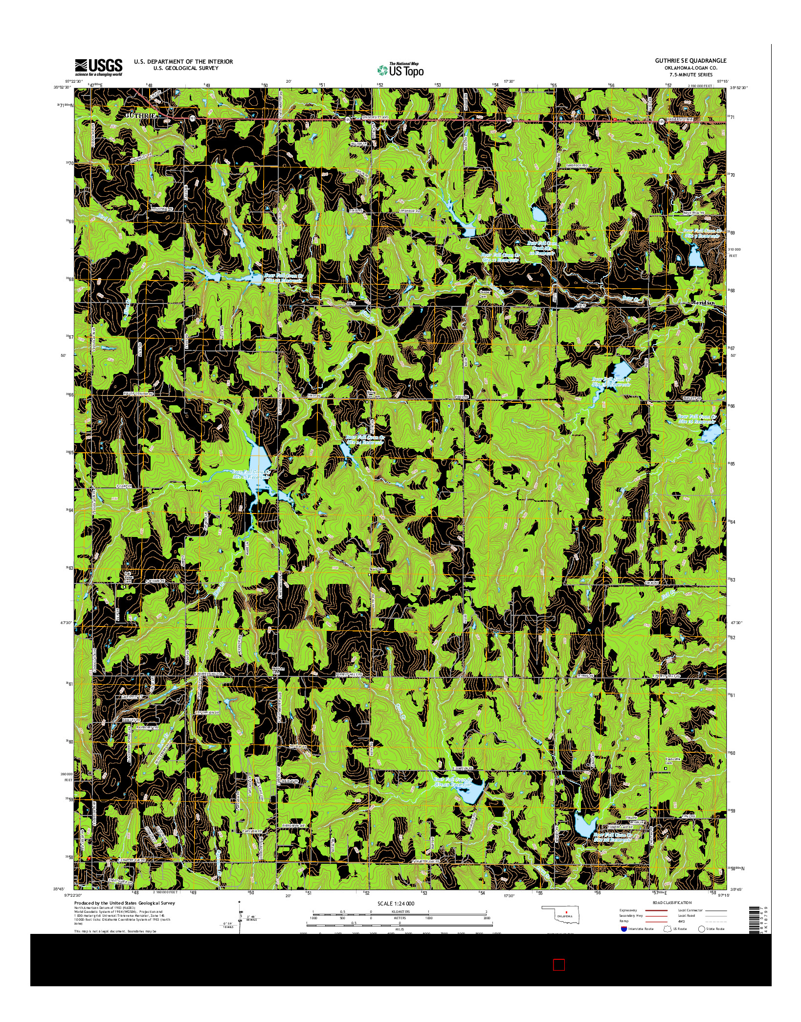 USGS US TOPO 7.5-MINUTE MAP FOR GUTHRIE SE, OK 2016