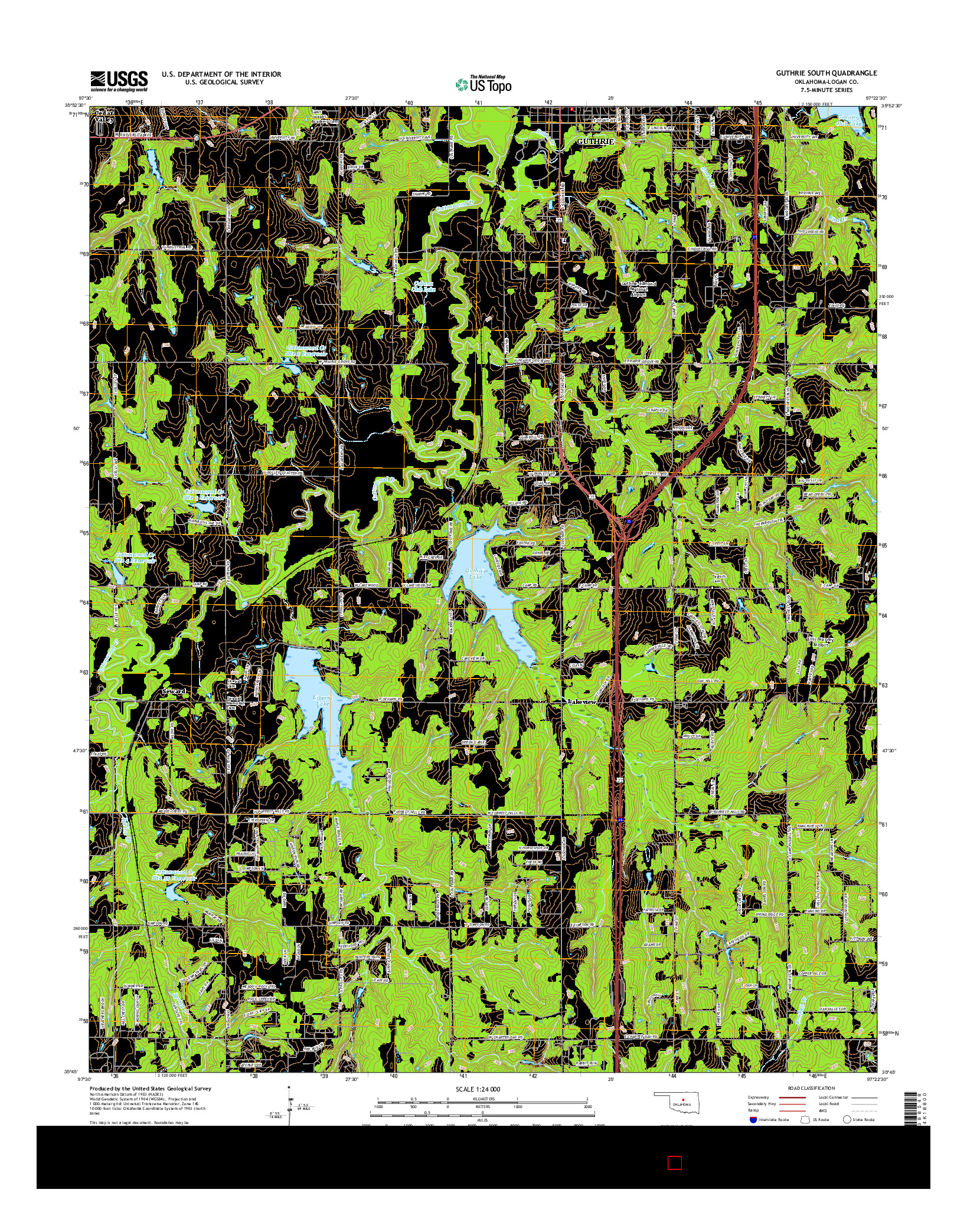USGS US TOPO 7.5-MINUTE MAP FOR GUTHRIE SOUTH, OK 2016
