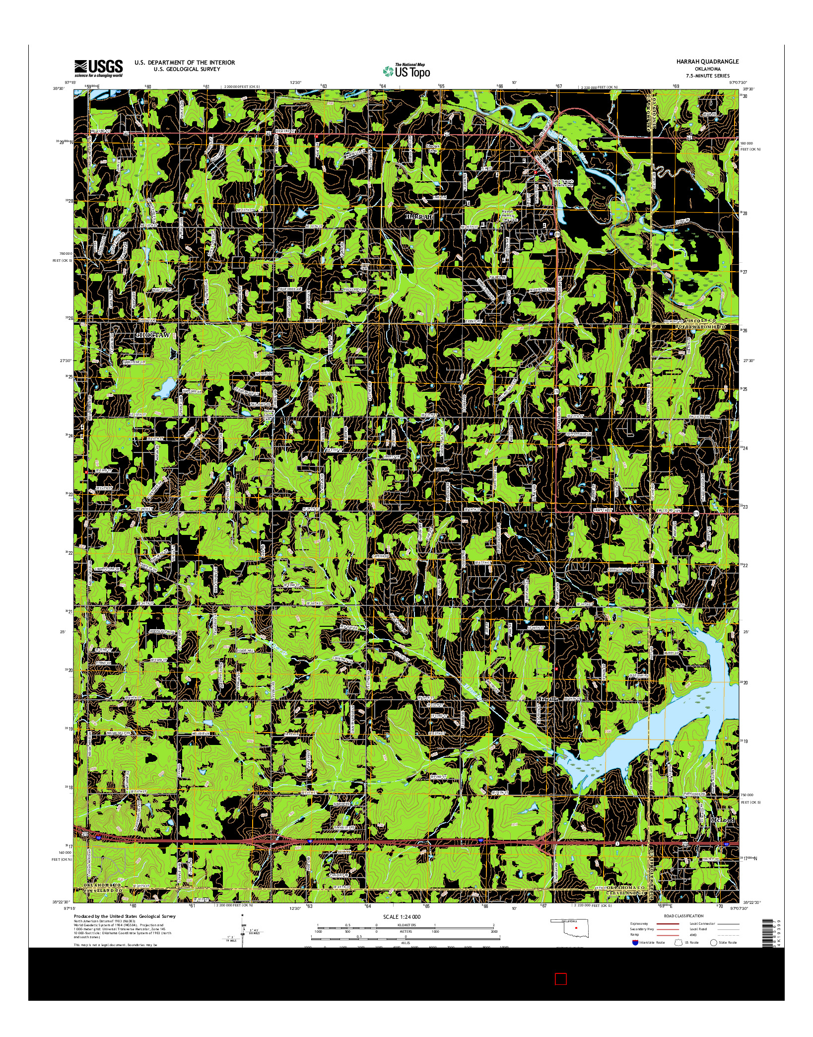 USGS US TOPO 7.5-MINUTE MAP FOR HARRAH, OK 2016