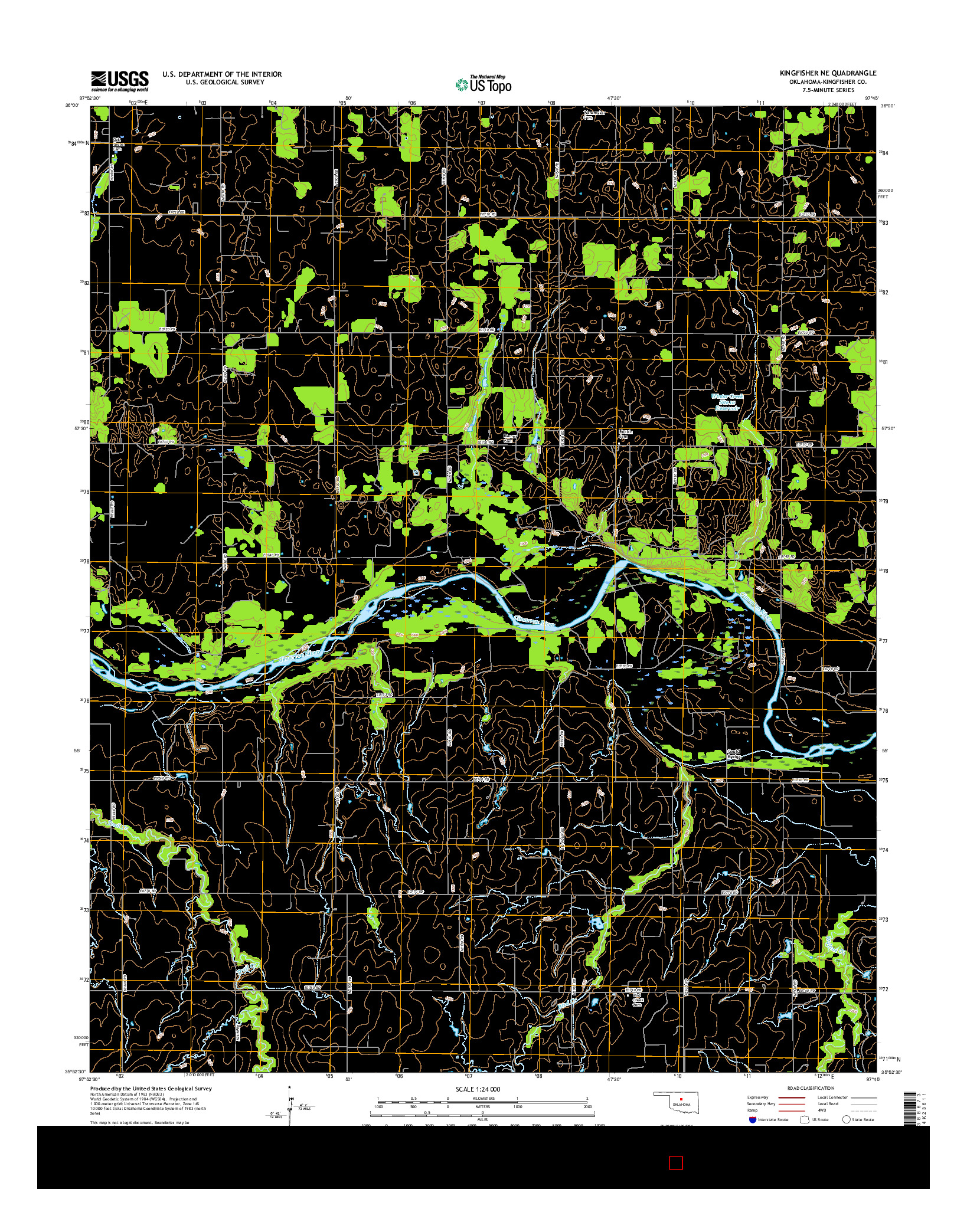 USGS US TOPO 7.5-MINUTE MAP FOR KINGFISHER NE, OK 2016