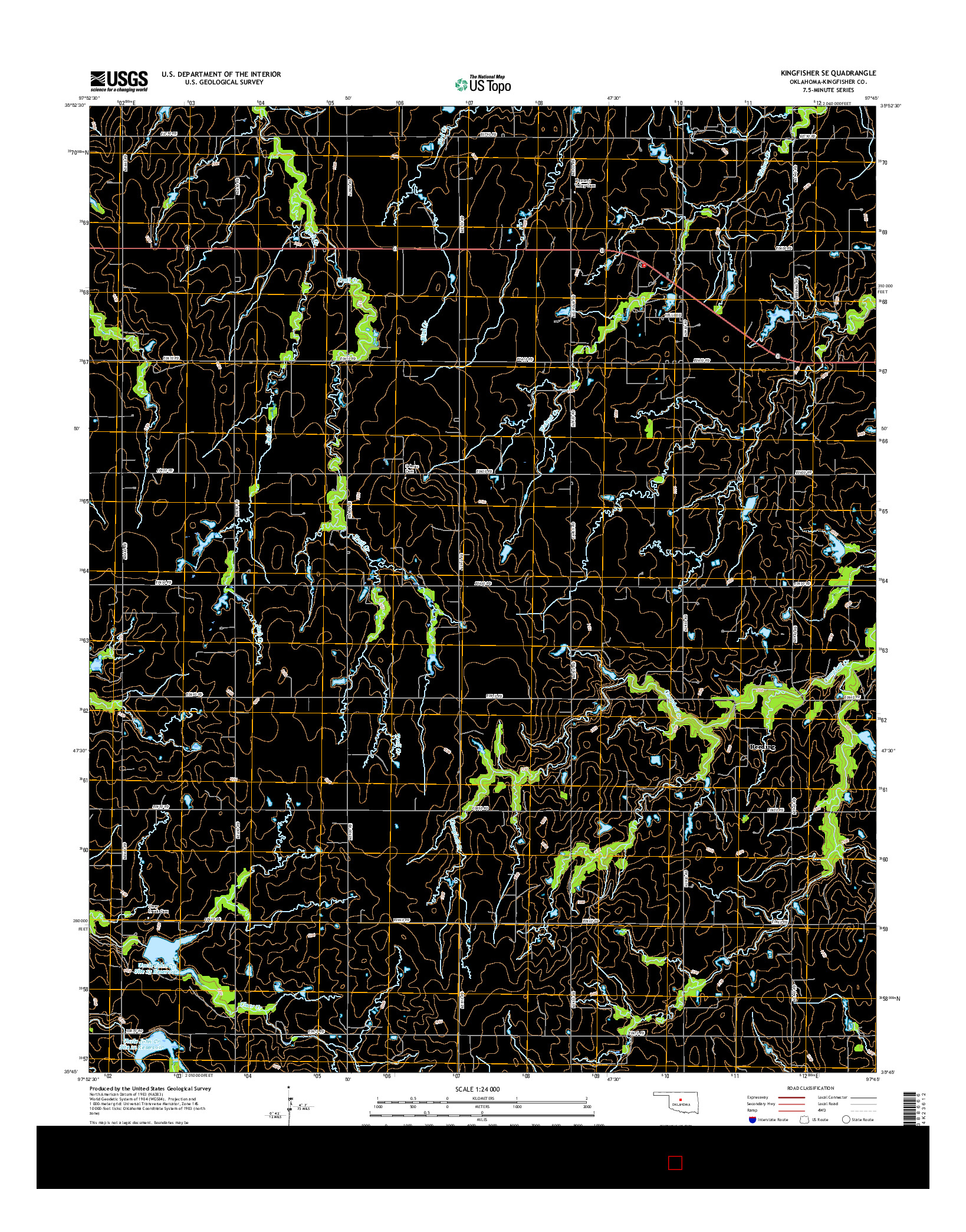 USGS US TOPO 7.5-MINUTE MAP FOR KINGFISHER SE, OK 2016