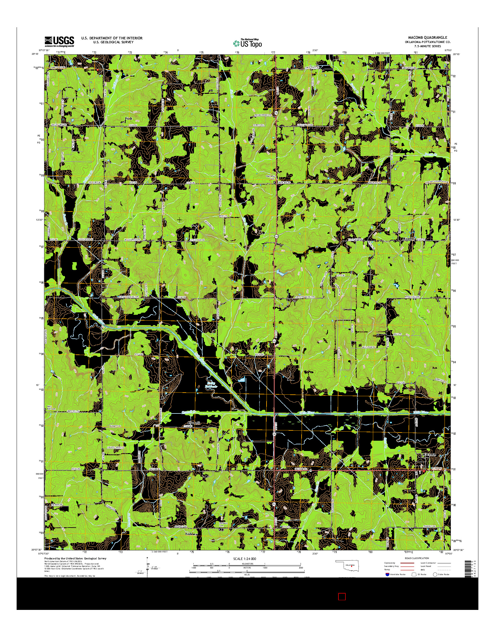 USGS US TOPO 7.5-MINUTE MAP FOR MACOMB, OK 2016