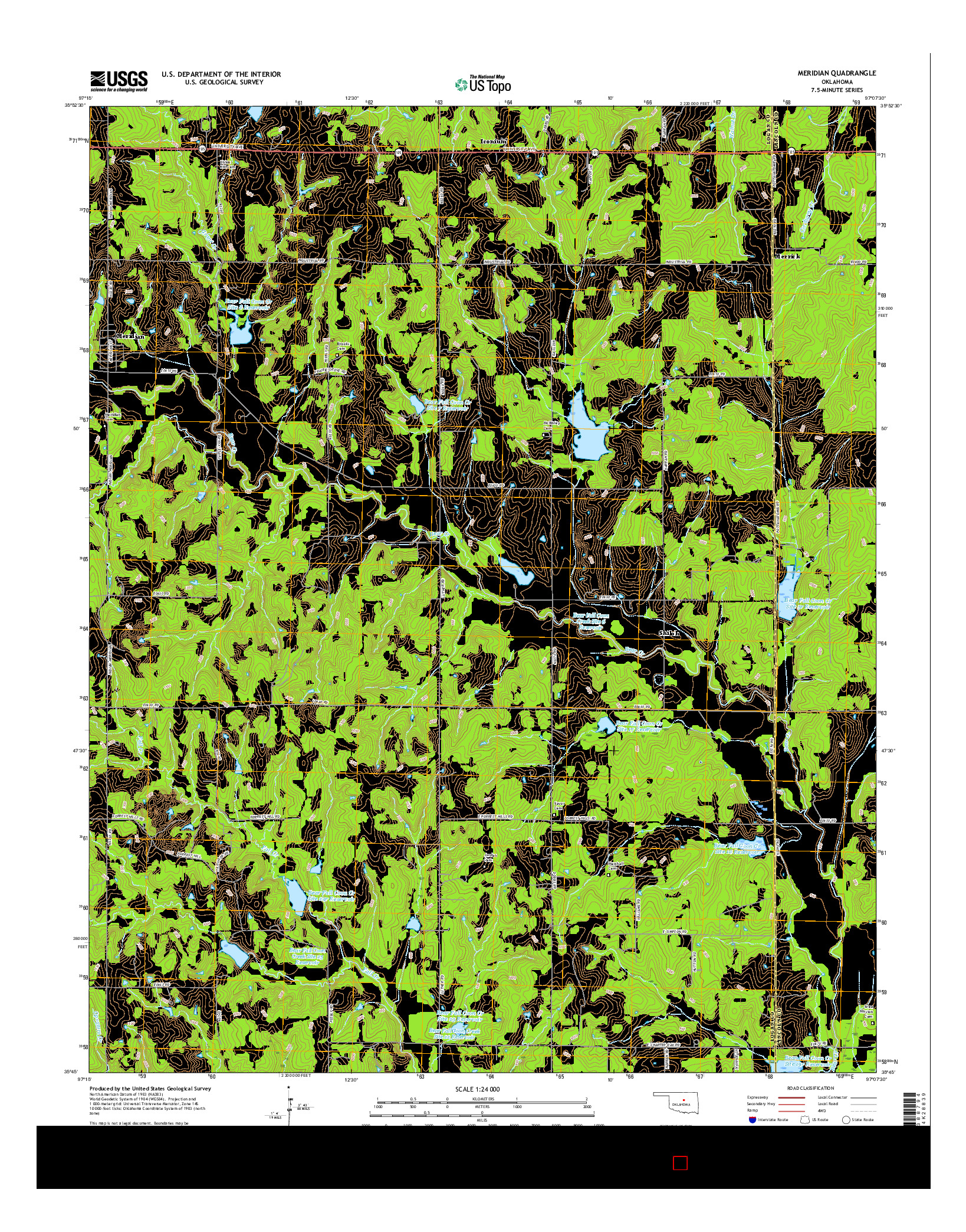 USGS US TOPO 7.5-MINUTE MAP FOR MERIDIAN, OK 2016