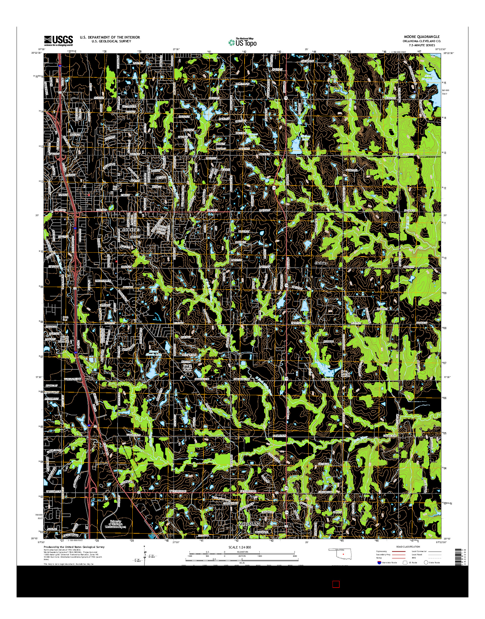 USGS US TOPO 7.5-MINUTE MAP FOR MOORE, OK 2016