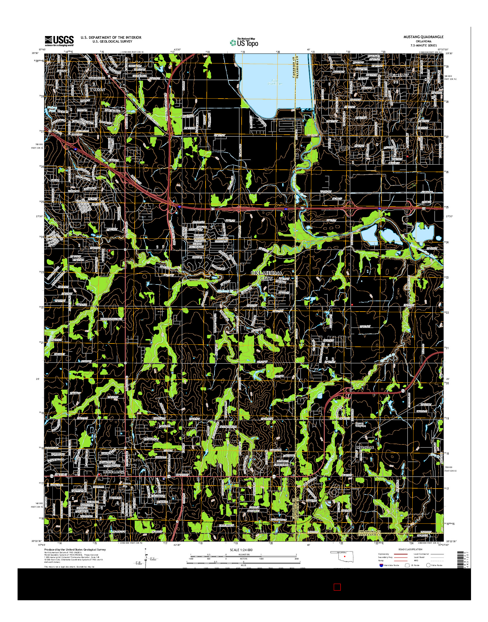 USGS US TOPO 7.5-MINUTE MAP FOR MUSTANG, OK 2016