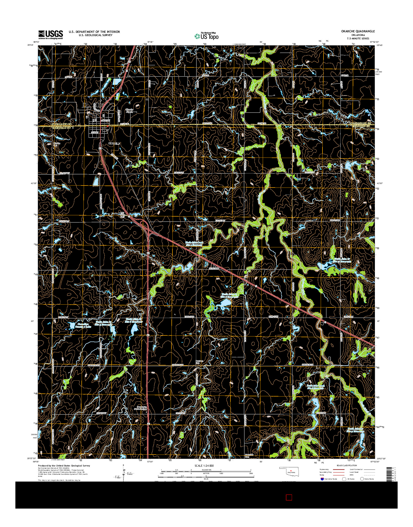 USGS US TOPO 7.5-MINUTE MAP FOR OKARCHE, OK 2016