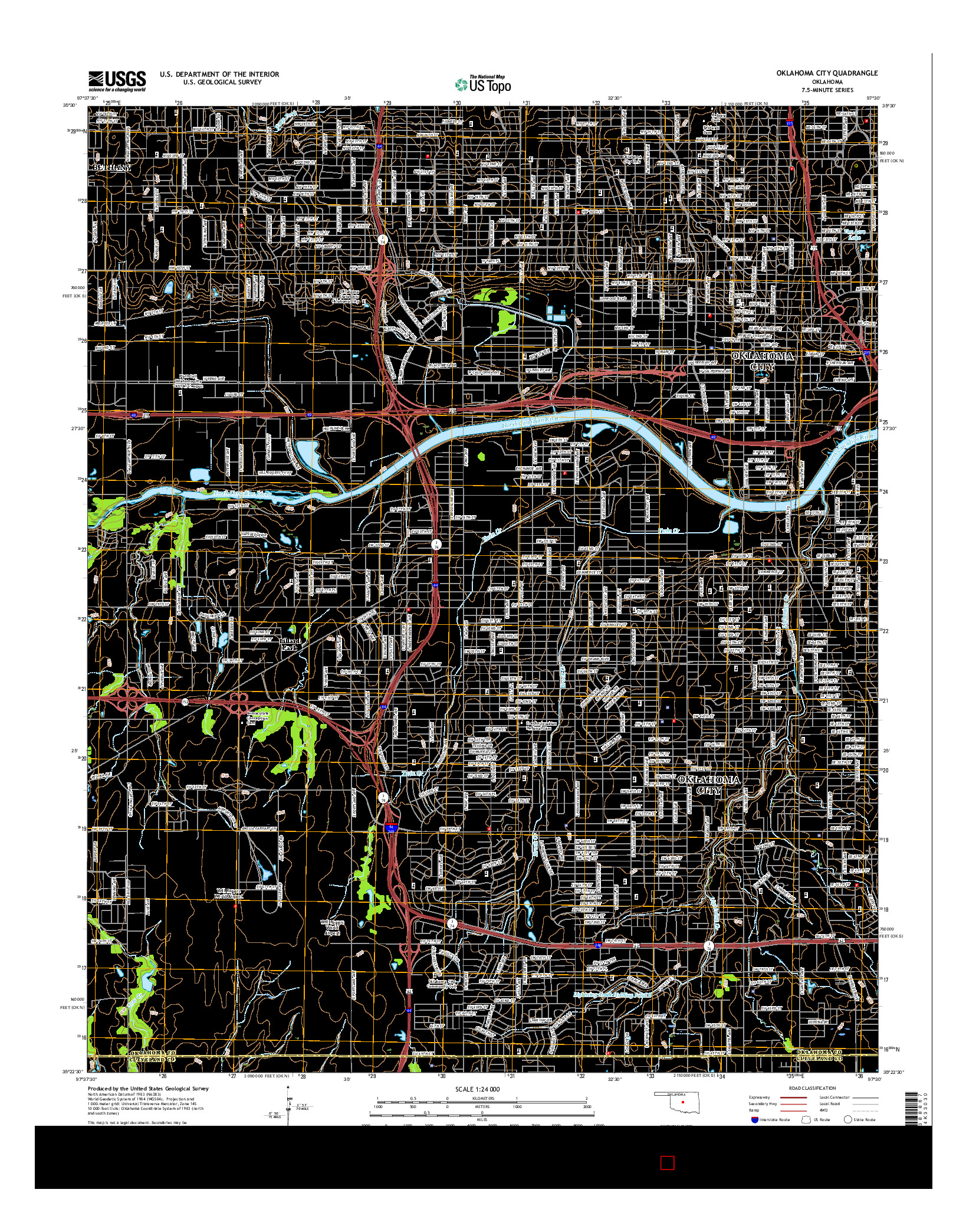 USGS US TOPO 7.5-MINUTE MAP FOR OKLAHOMA CITY, OK 2016