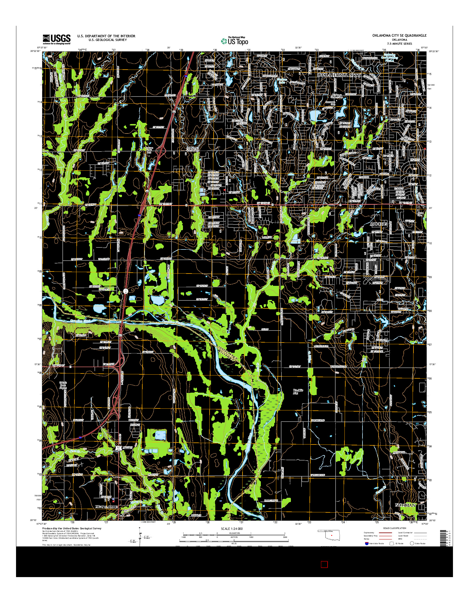 USGS US TOPO 7.5-MINUTE MAP FOR OKLAHOMA CITY SE, OK 2016