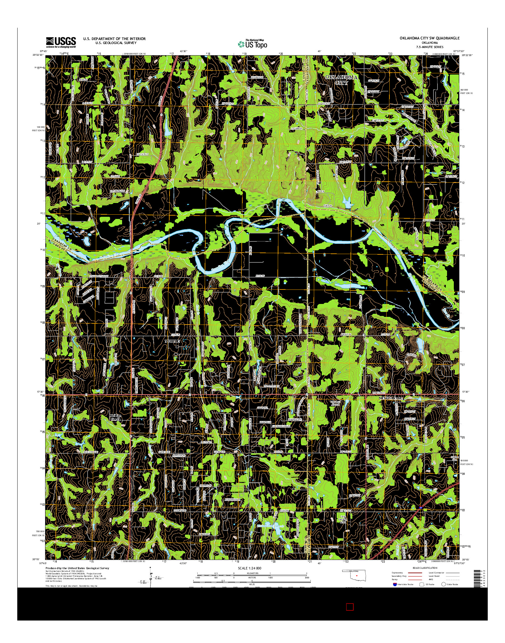 USGS US TOPO 7.5-MINUTE MAP FOR OKLAHOMA CITY SW, OK 2016