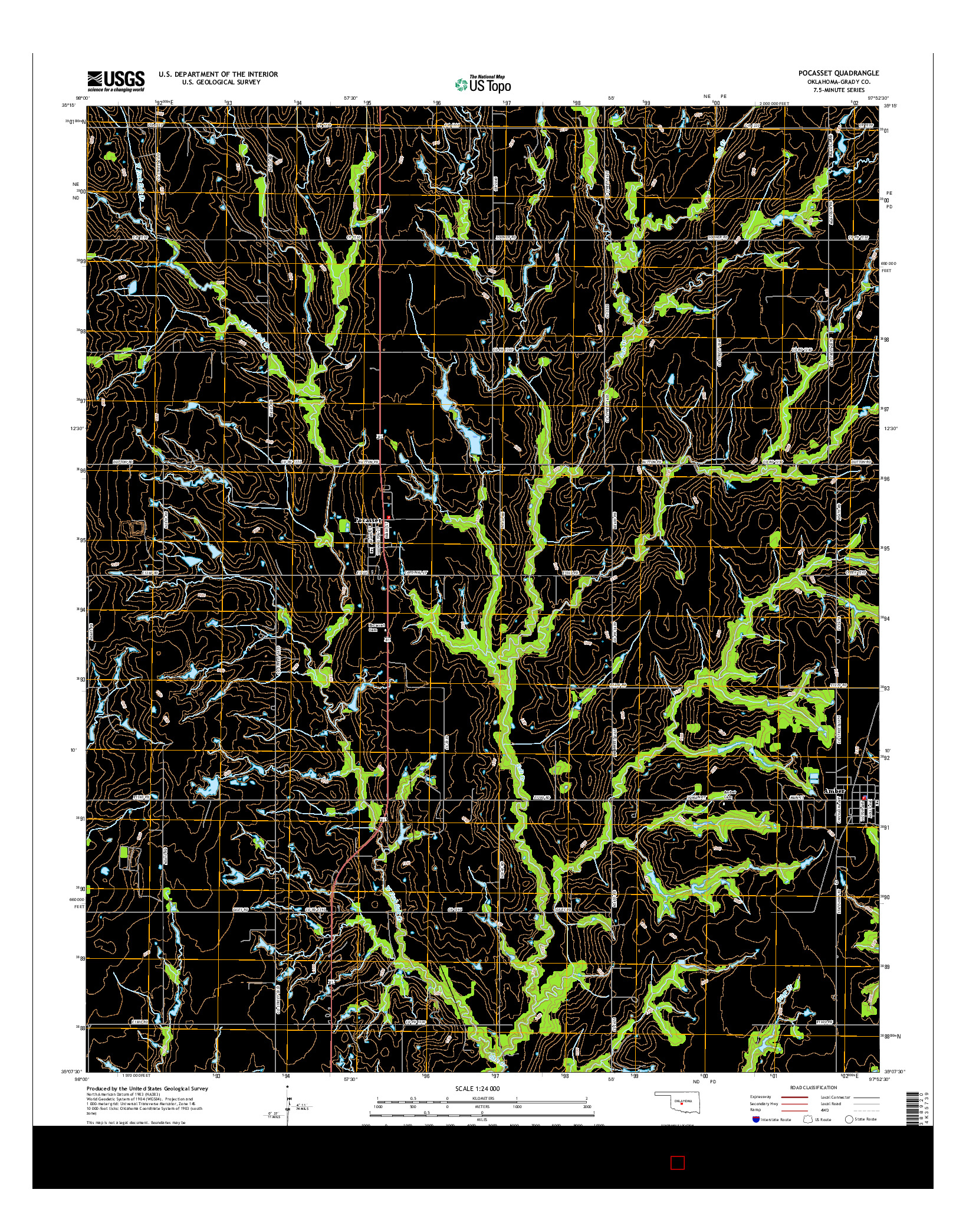 USGS US TOPO 7.5-MINUTE MAP FOR POCASSET, OK 2016