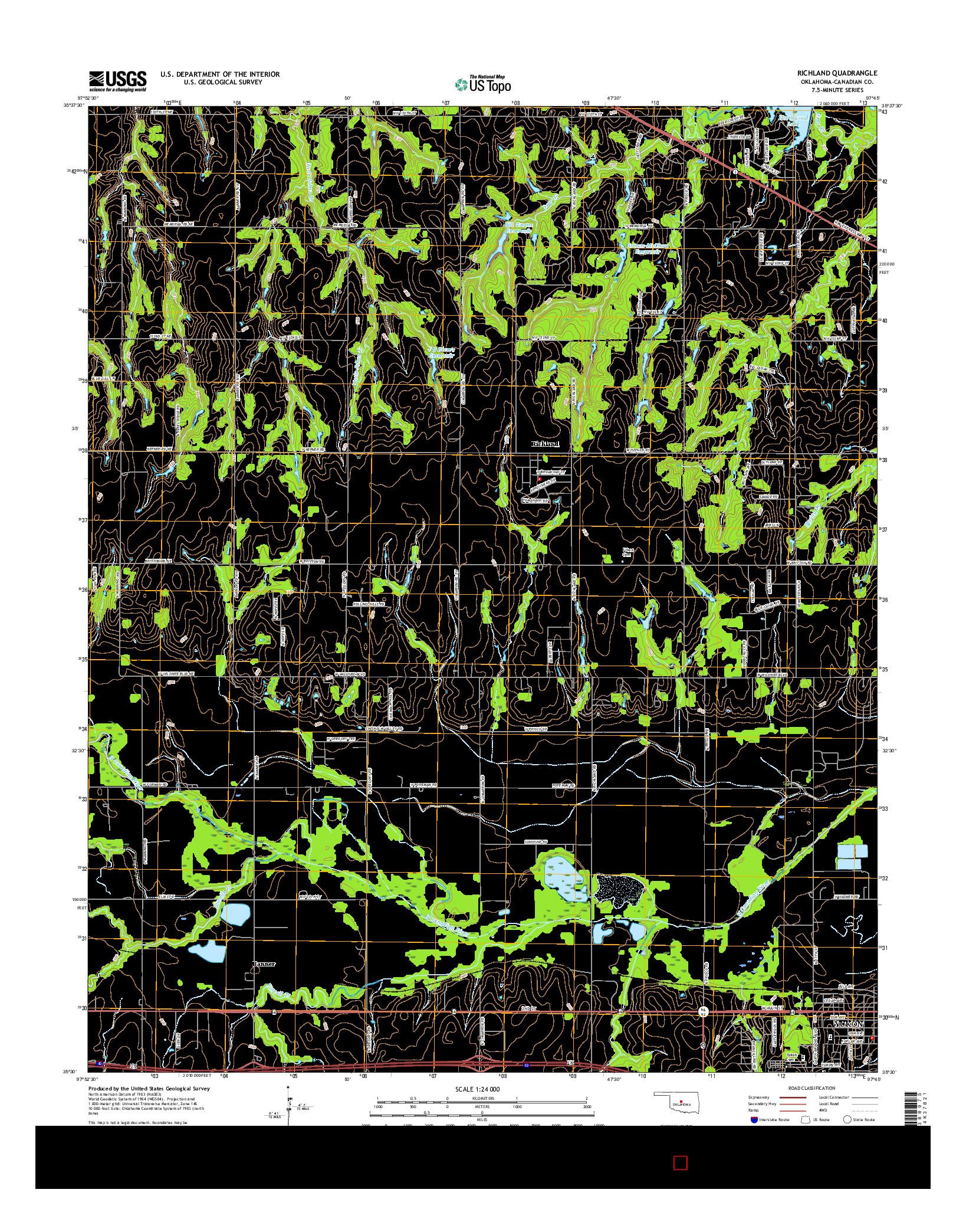 USGS US TOPO 7.5-MINUTE MAP FOR RICHLAND, OK 2016