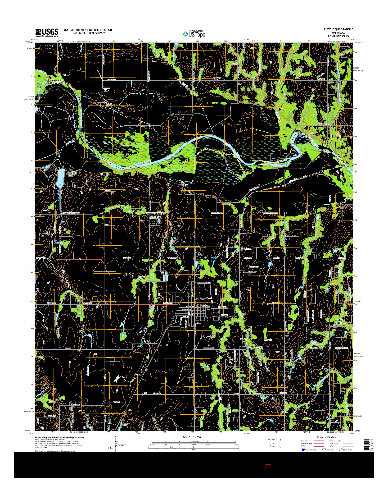 USGS US TOPO 7.5-MINUTE MAP FOR TUTTLE, OK 2016