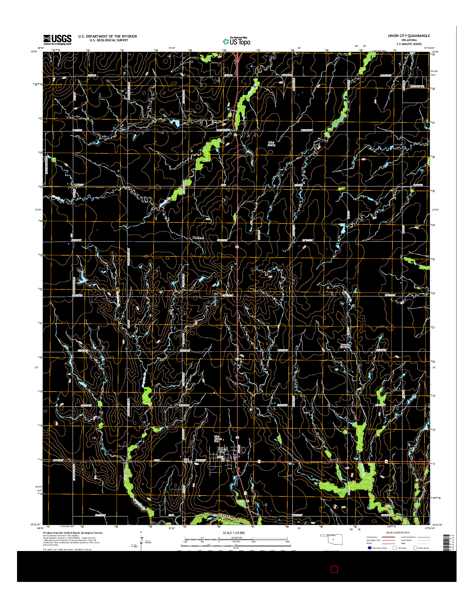 USGS US TOPO 7.5-MINUTE MAP FOR UNION CITY, OK 2016