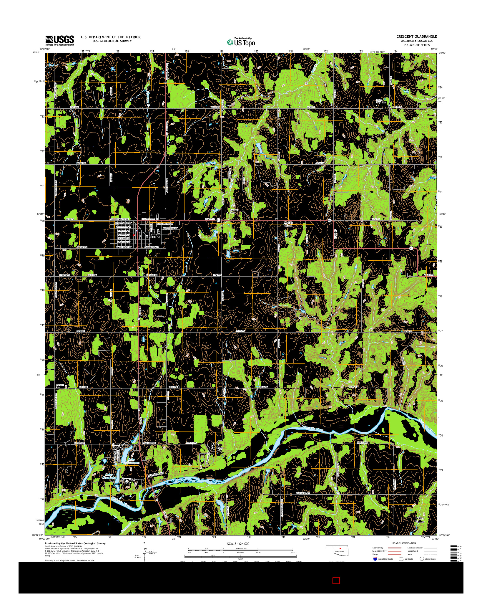 USGS US TOPO 7.5-MINUTE MAP FOR CRESCENT, OK 2016