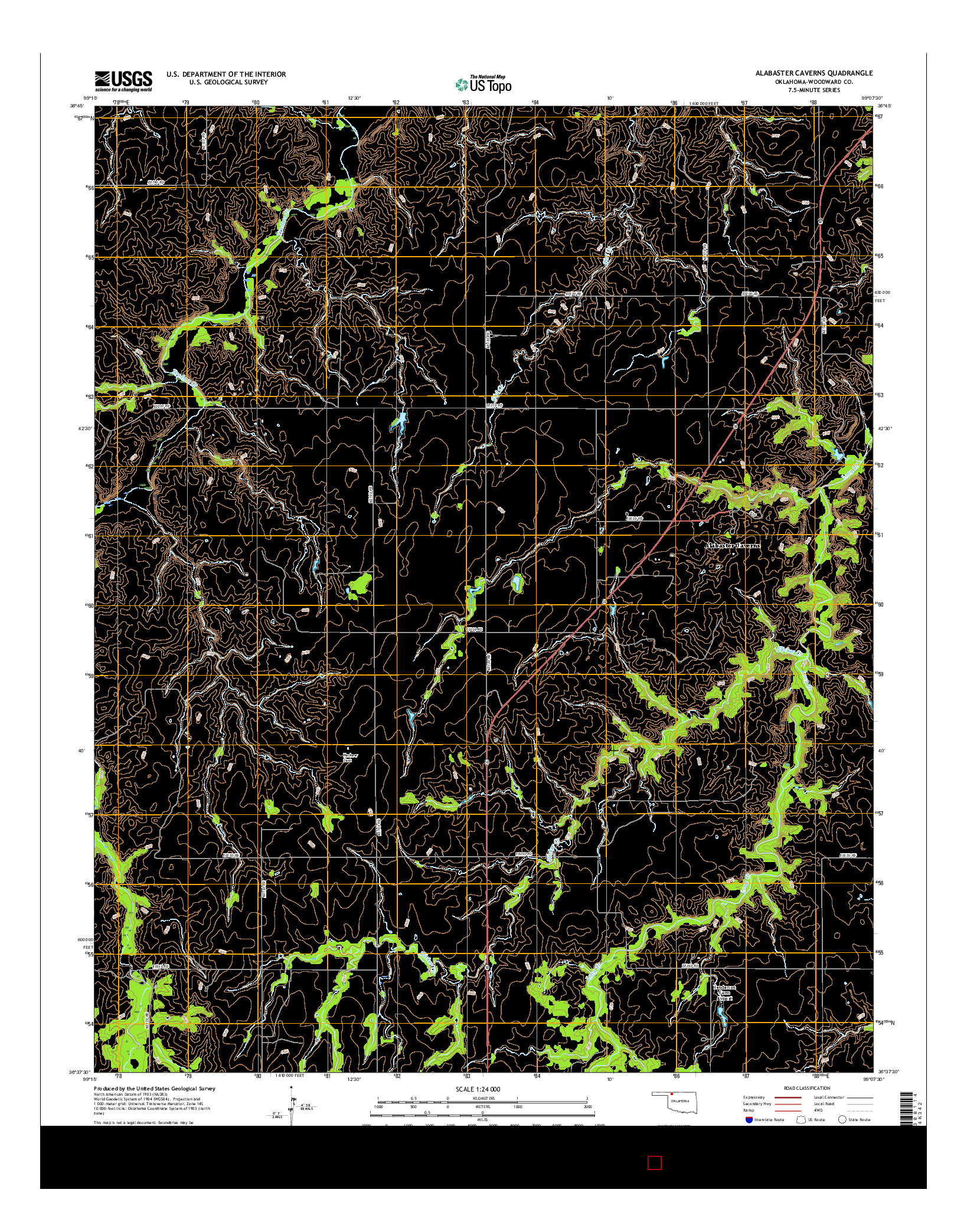 USGS US TOPO 7.5-MINUTE MAP FOR ALABASTER CAVERNS, OK 2016