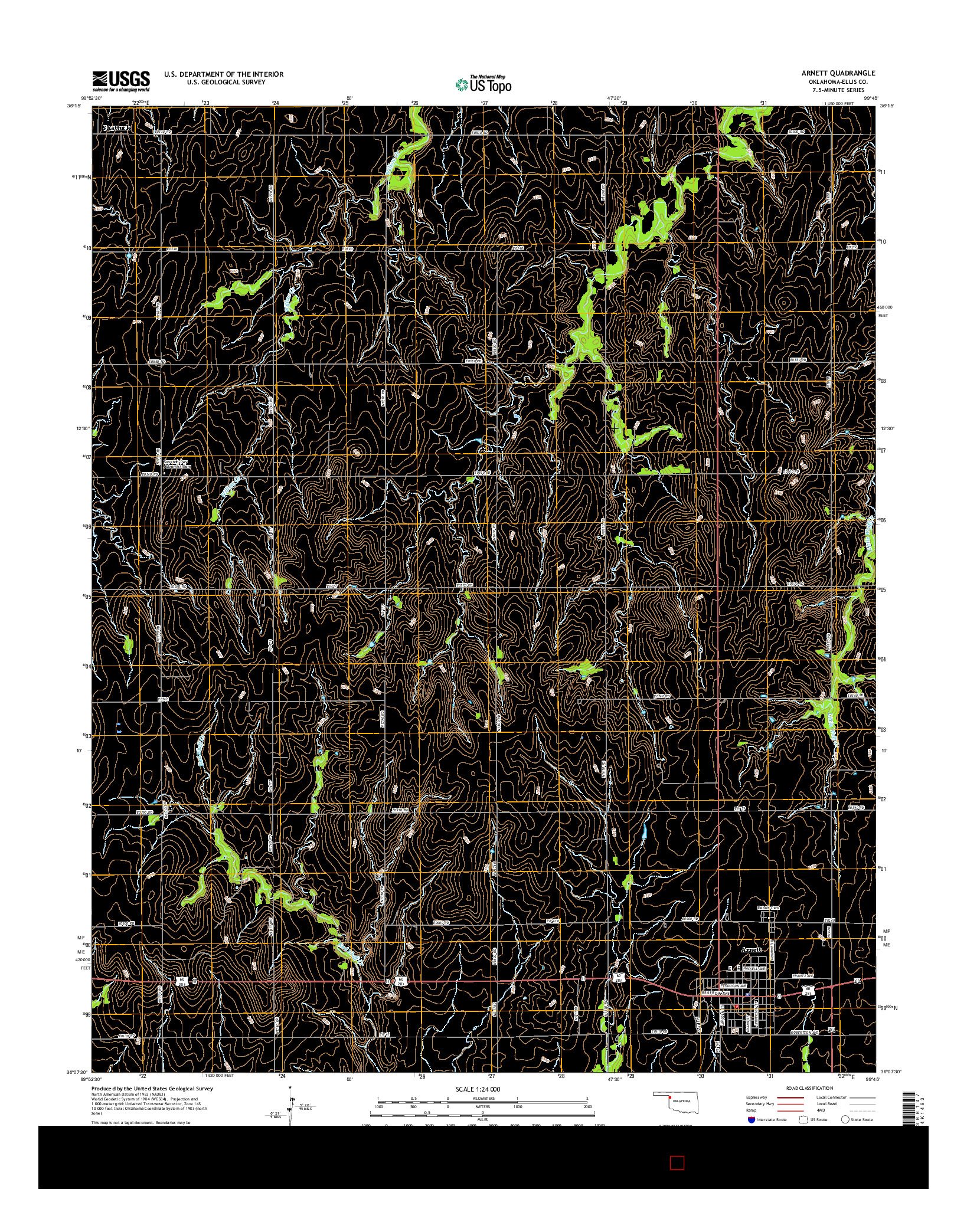 USGS US TOPO 7.5-MINUTE MAP FOR ARNETT, OK 2016