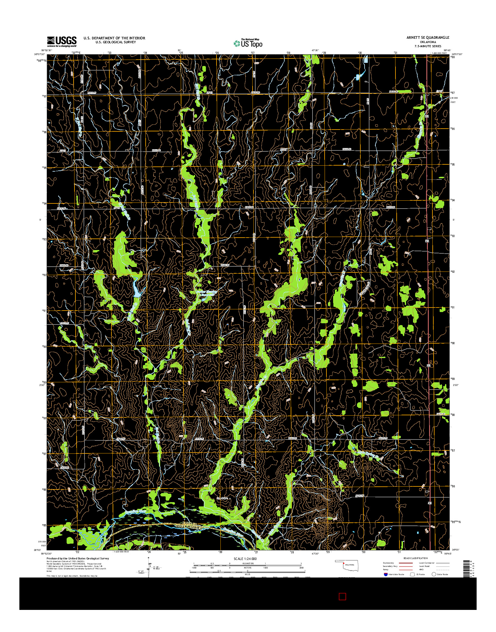 USGS US TOPO 7.5-MINUTE MAP FOR ARNETT SE, OK 2016
