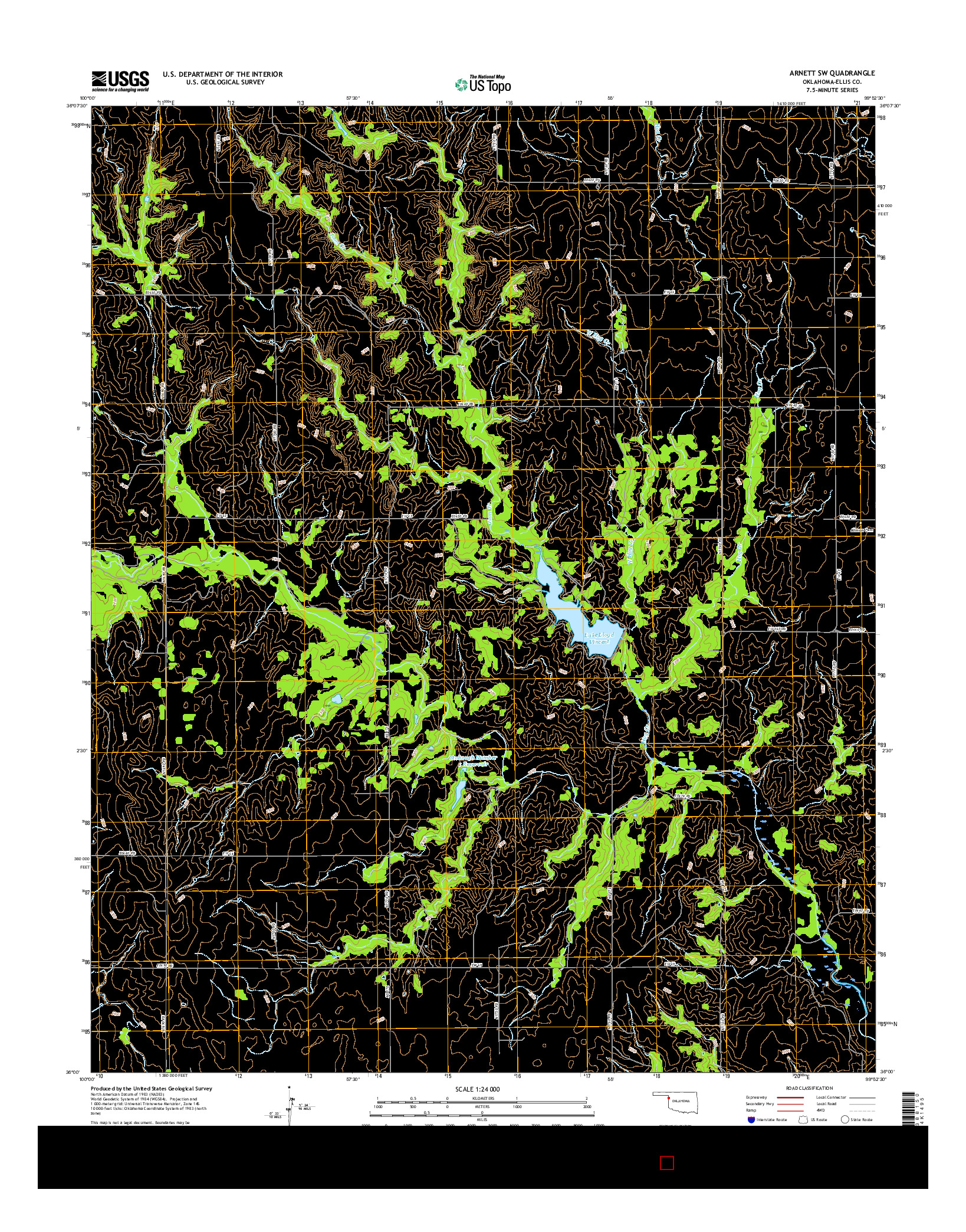 USGS US TOPO 7.5-MINUTE MAP FOR ARNETT SW, OK 2016
