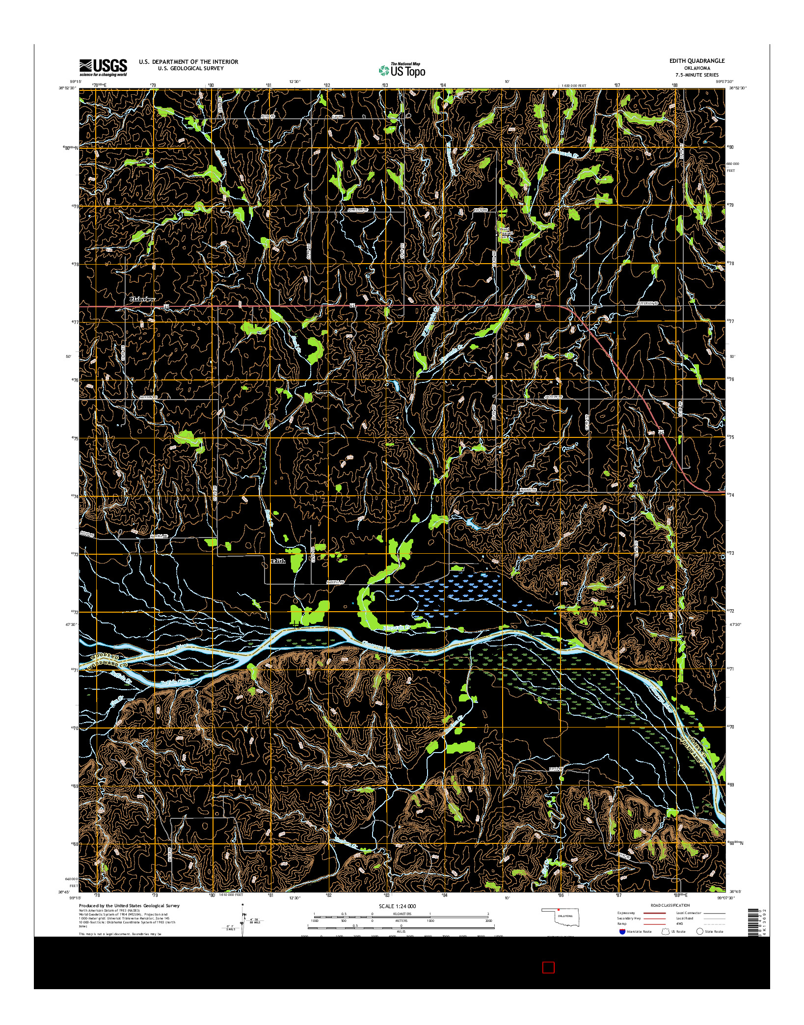 USGS US TOPO 7.5-MINUTE MAP FOR EDITH, OK 2016