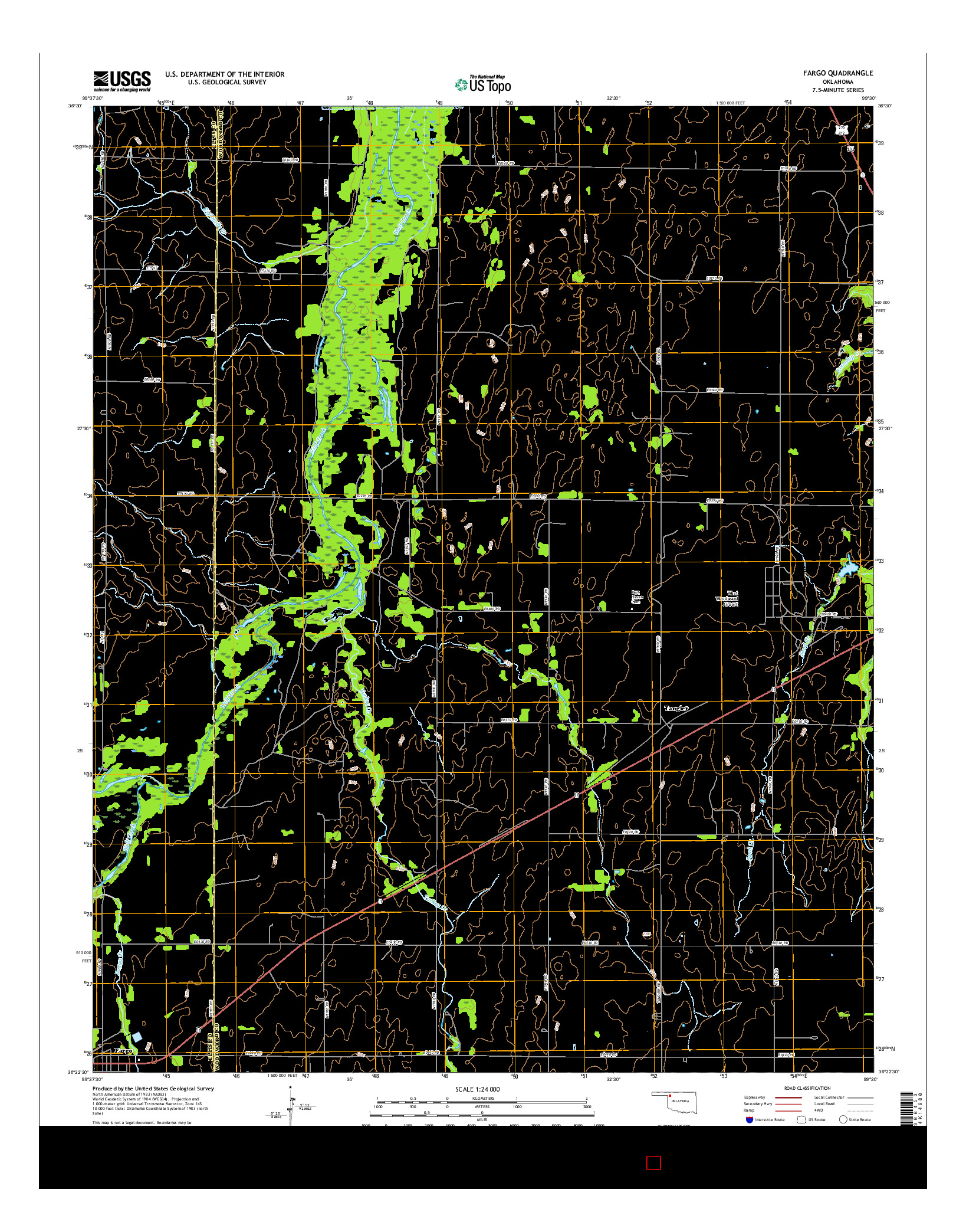 USGS US TOPO 7.5-MINUTE MAP FOR FARGO, OK 2016