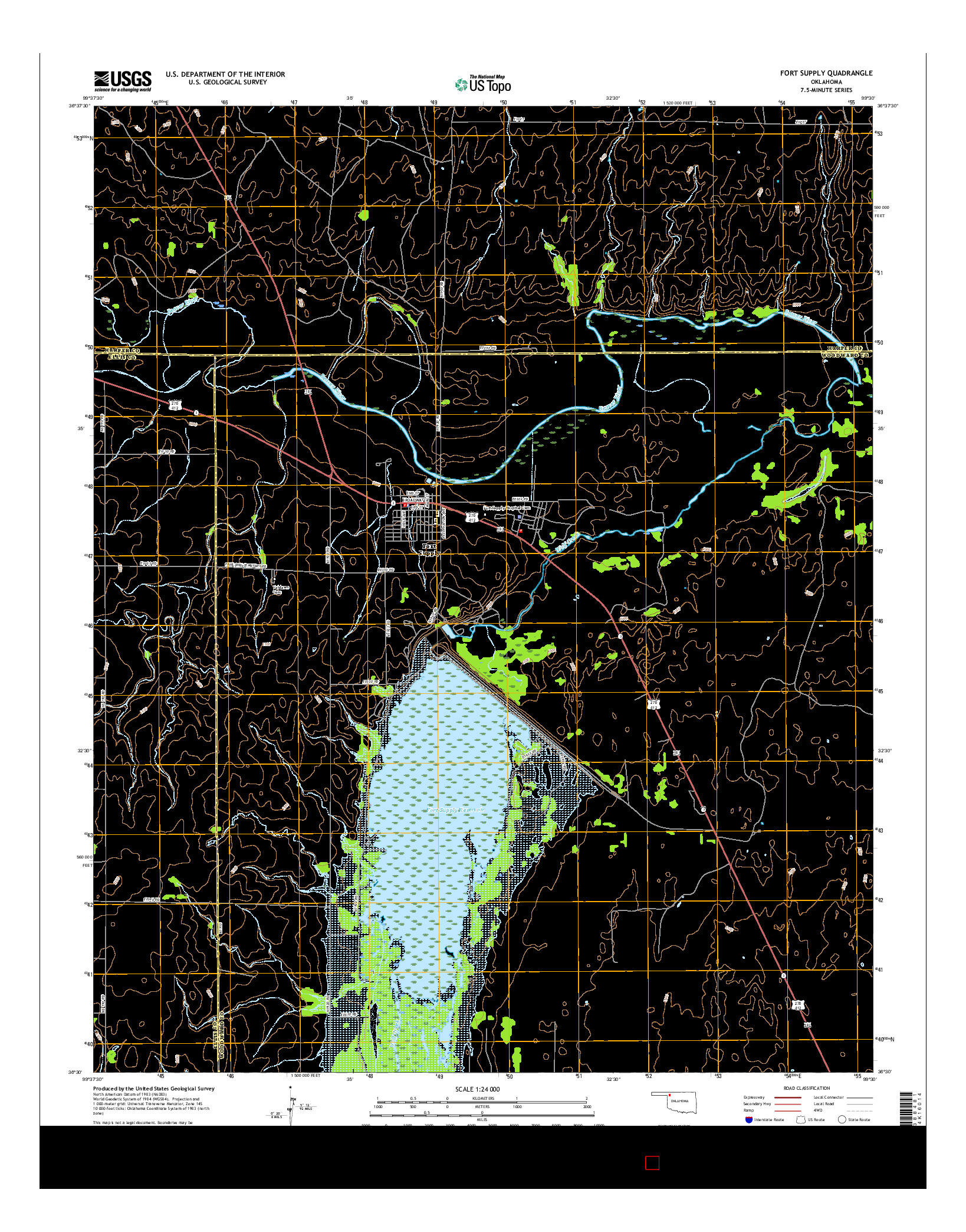 USGS US TOPO 7.5-MINUTE MAP FOR FORT SUPPLY, OK 2016