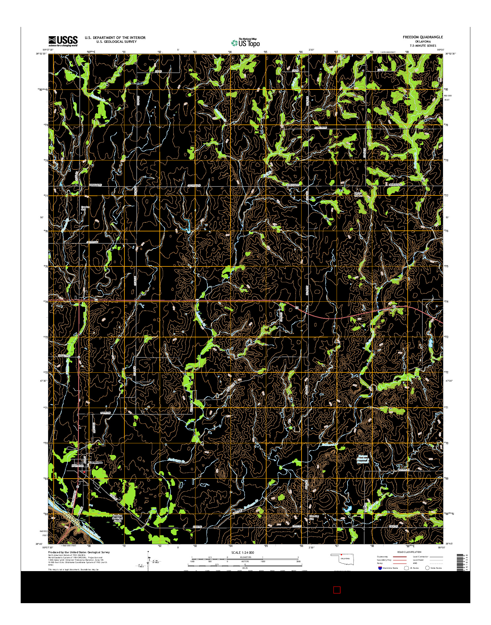 USGS US TOPO 7.5-MINUTE MAP FOR FREEDOM, OK 2016