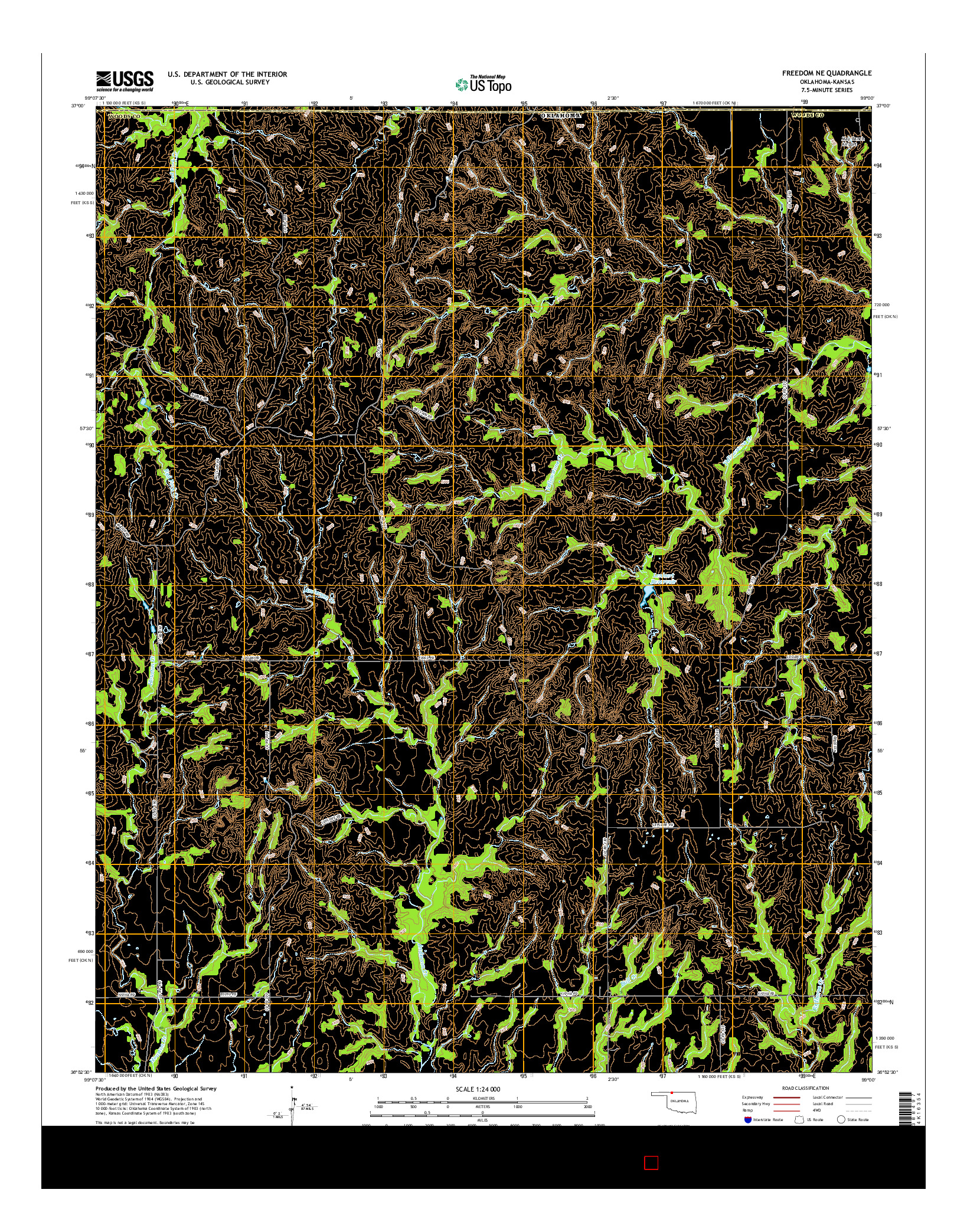 USGS US TOPO 7.5-MINUTE MAP FOR FREEDOM NE, OK-KS 2016