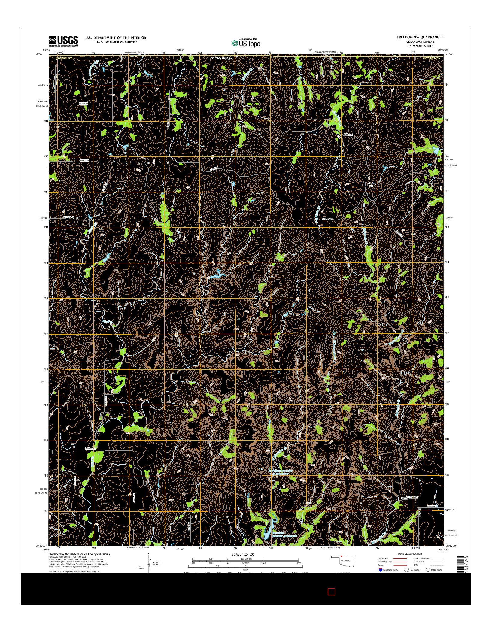 USGS US TOPO 7.5-MINUTE MAP FOR FREEDOM NW, OK-KS 2016