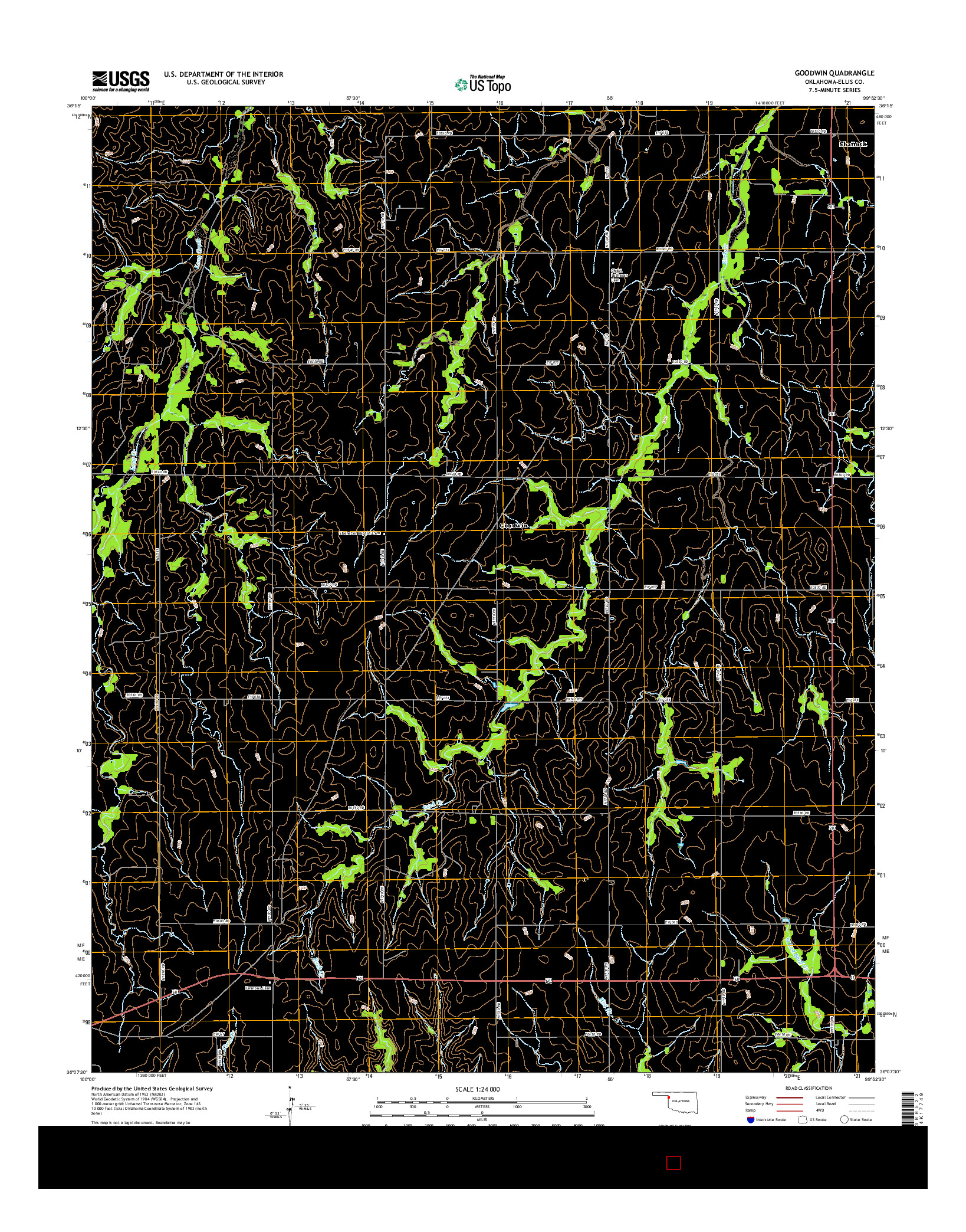 USGS US TOPO 7.5-MINUTE MAP FOR GOODWIN, OK 2016