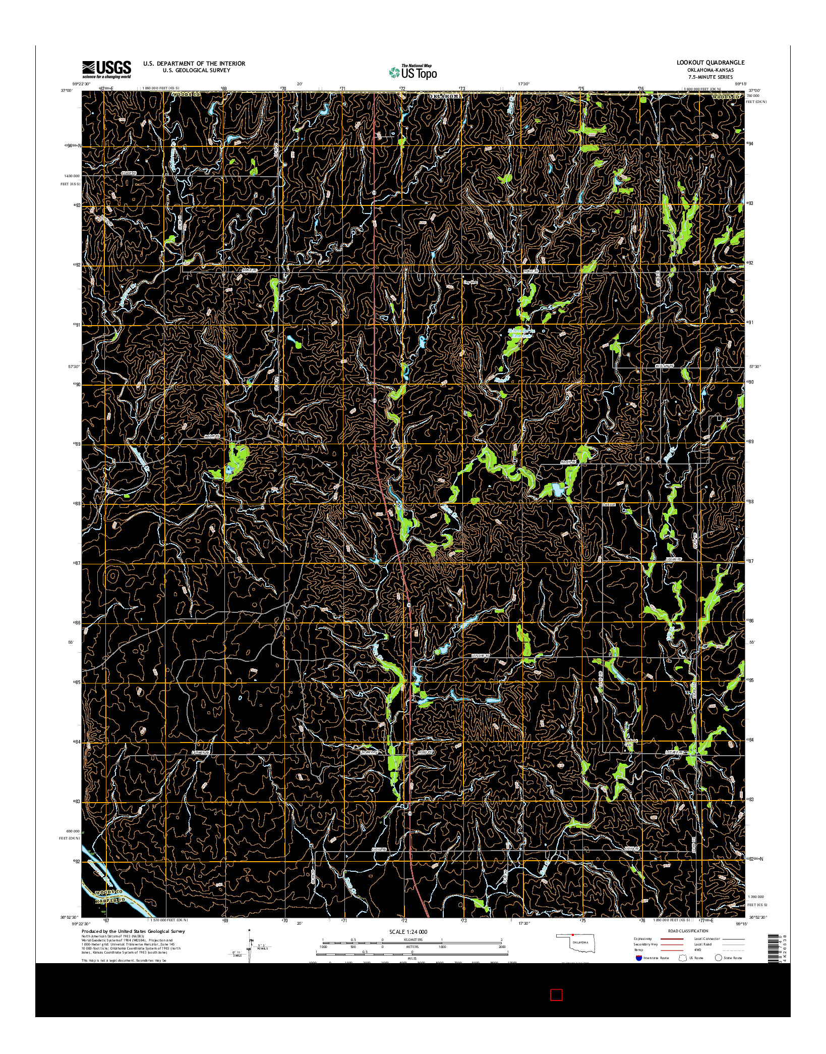 USGS US TOPO 7.5-MINUTE MAP FOR LOOKOUT, OK-KS 2016