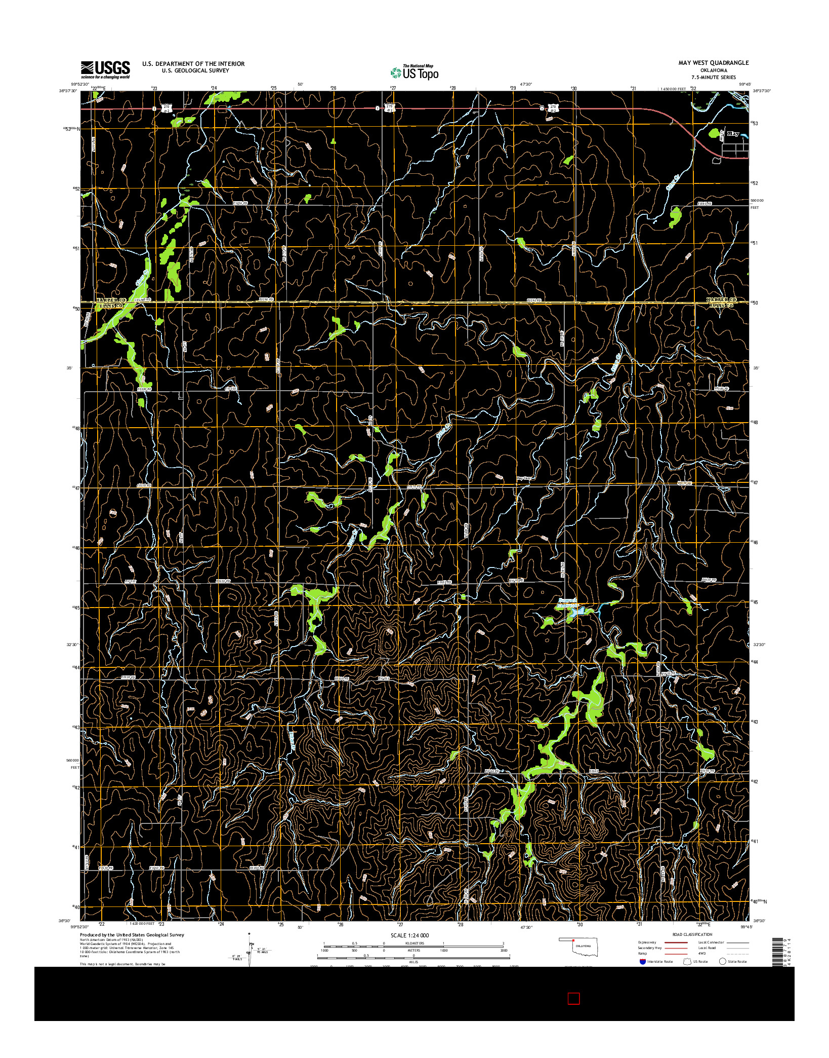 USGS US TOPO 7.5-MINUTE MAP FOR MAY WEST, OK 2016