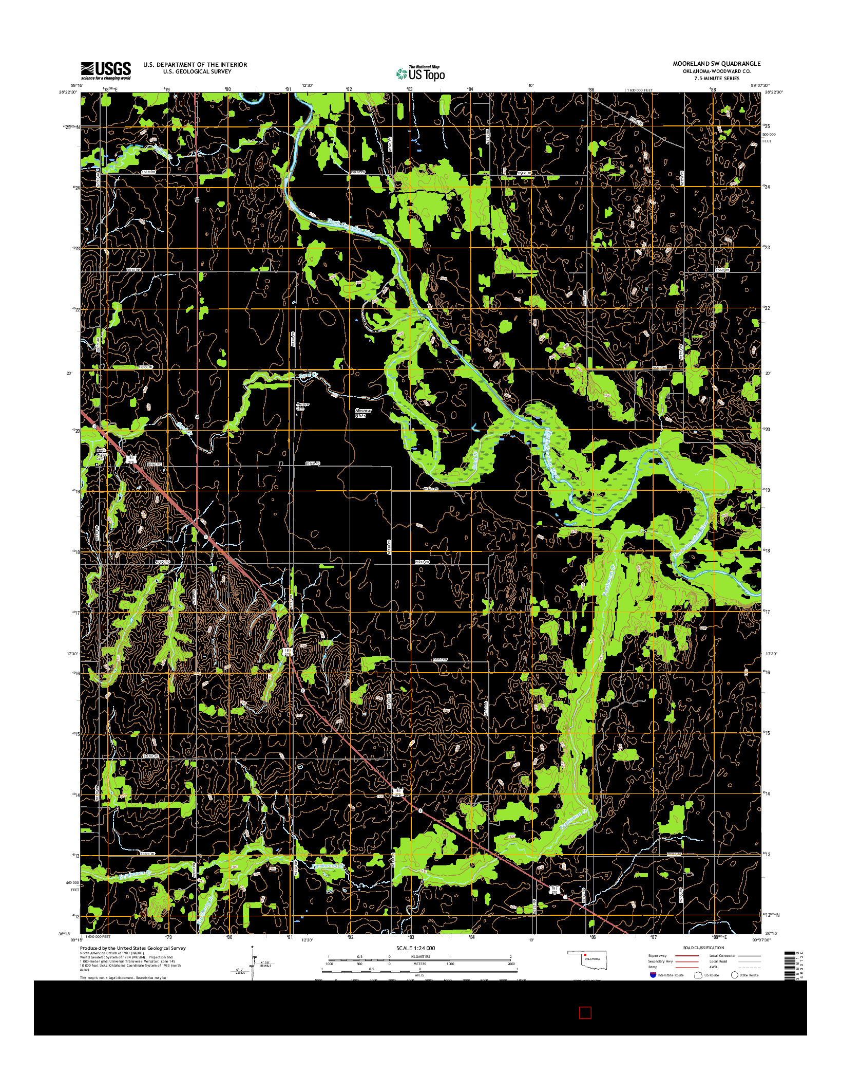 USGS US TOPO 7.5-MINUTE MAP FOR MOORELAND SW, OK 2016
