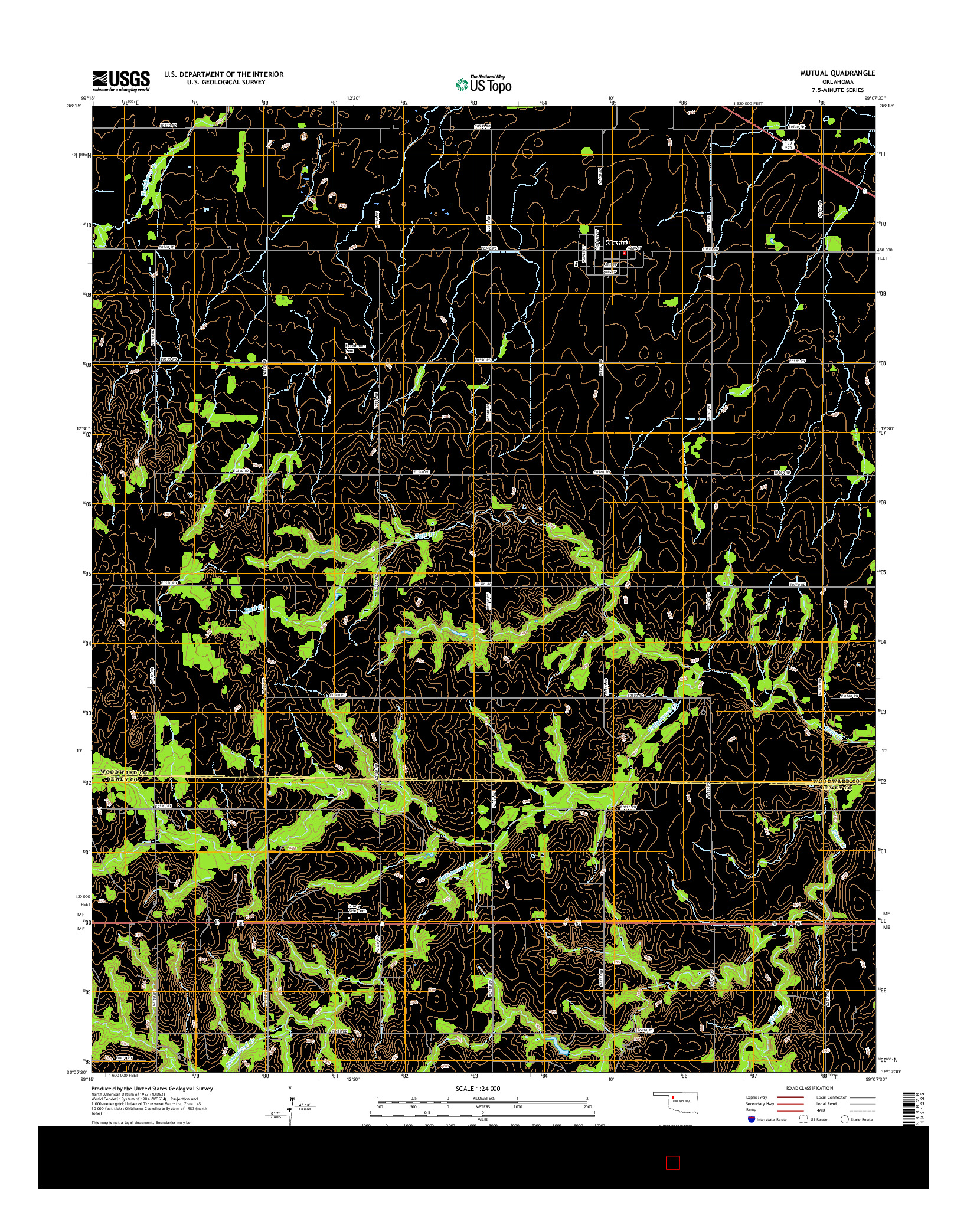 USGS US TOPO 7.5-MINUTE MAP FOR MUTUAL, OK 2016