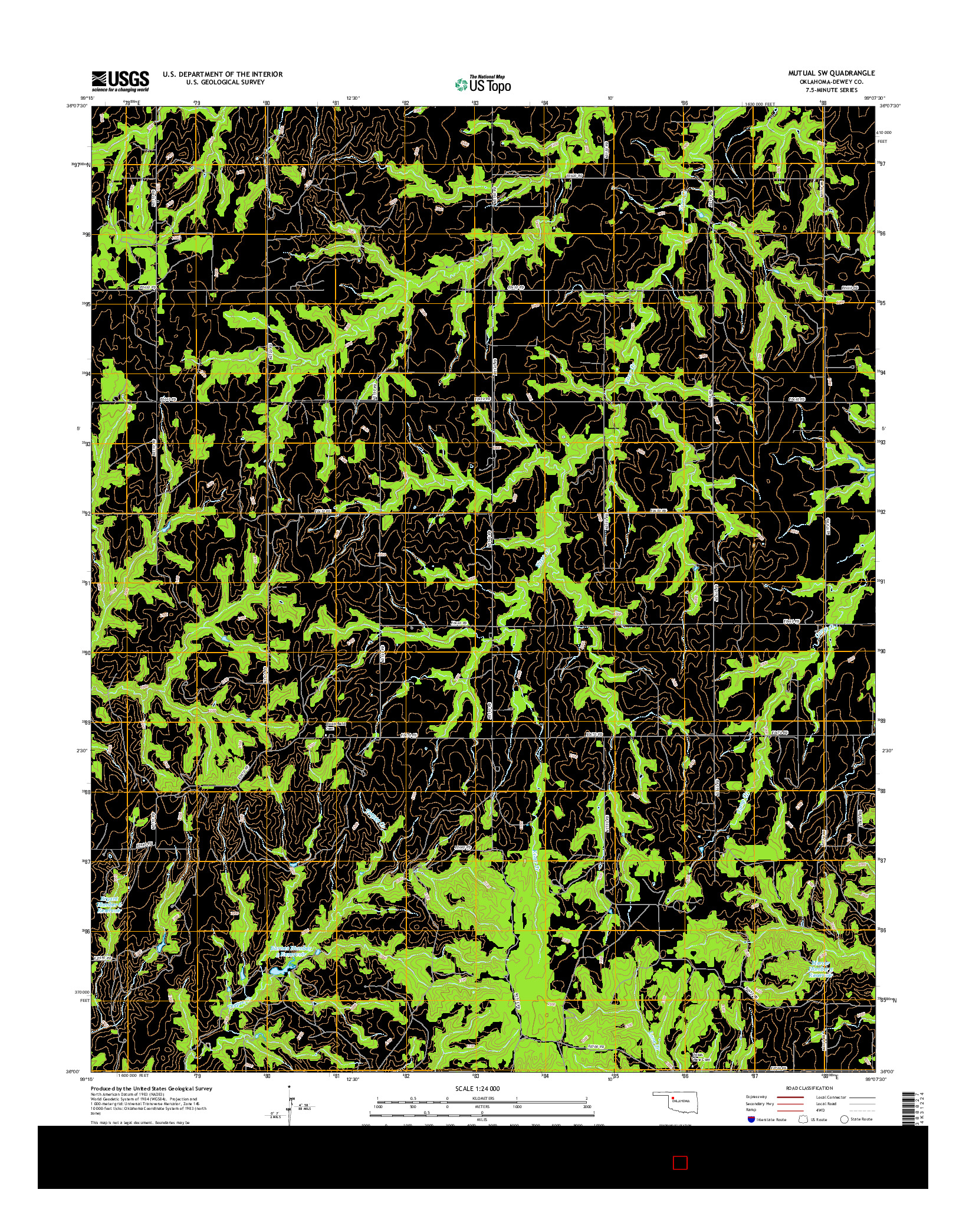 USGS US TOPO 7.5-MINUTE MAP FOR MUTUAL SW, OK 2016