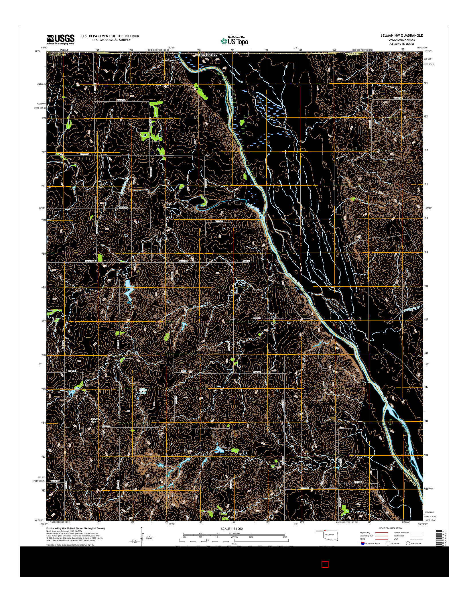 USGS US TOPO 7.5-MINUTE MAP FOR SELMAN NW, OK-KS 2016