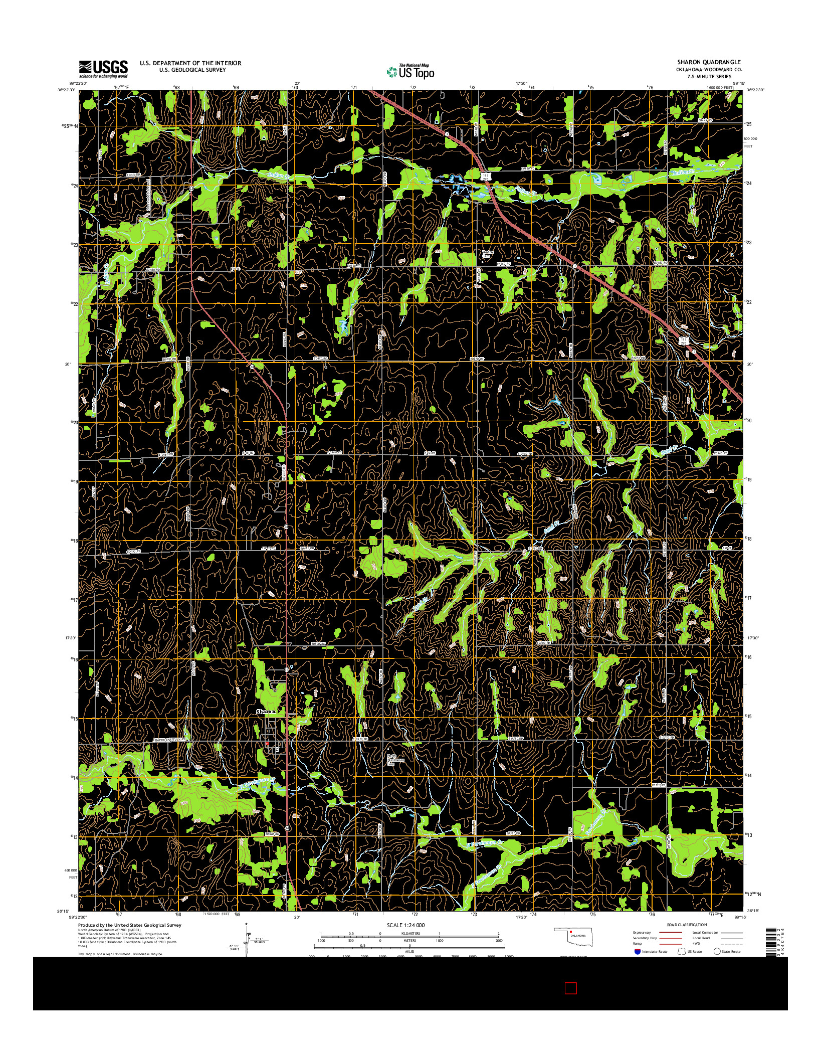 USGS US TOPO 7.5-MINUTE MAP FOR SHARON, OK 2016