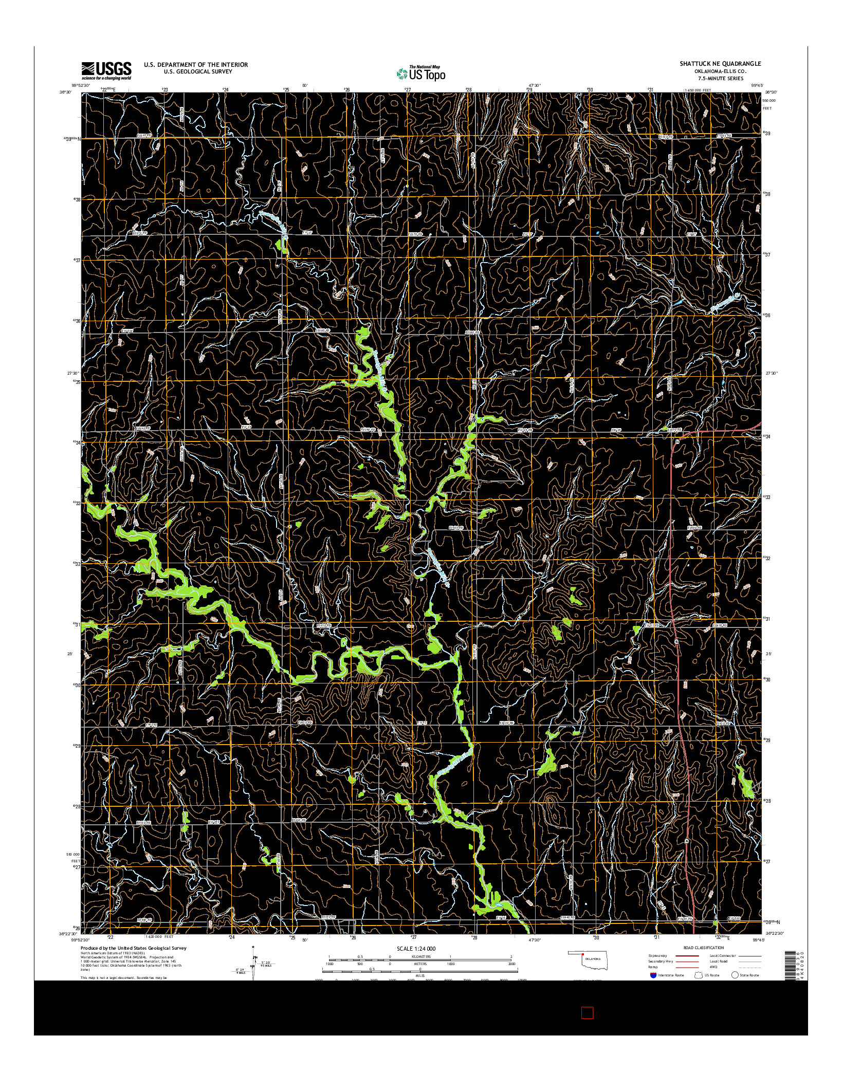 USGS US TOPO 7.5-MINUTE MAP FOR SHATTUCK NE, OK 2016
