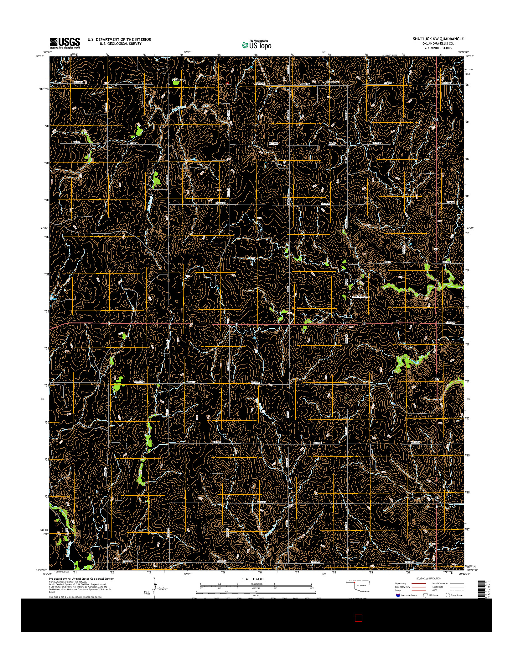 USGS US TOPO 7.5-MINUTE MAP FOR SHATTUCK NW, OK 2016