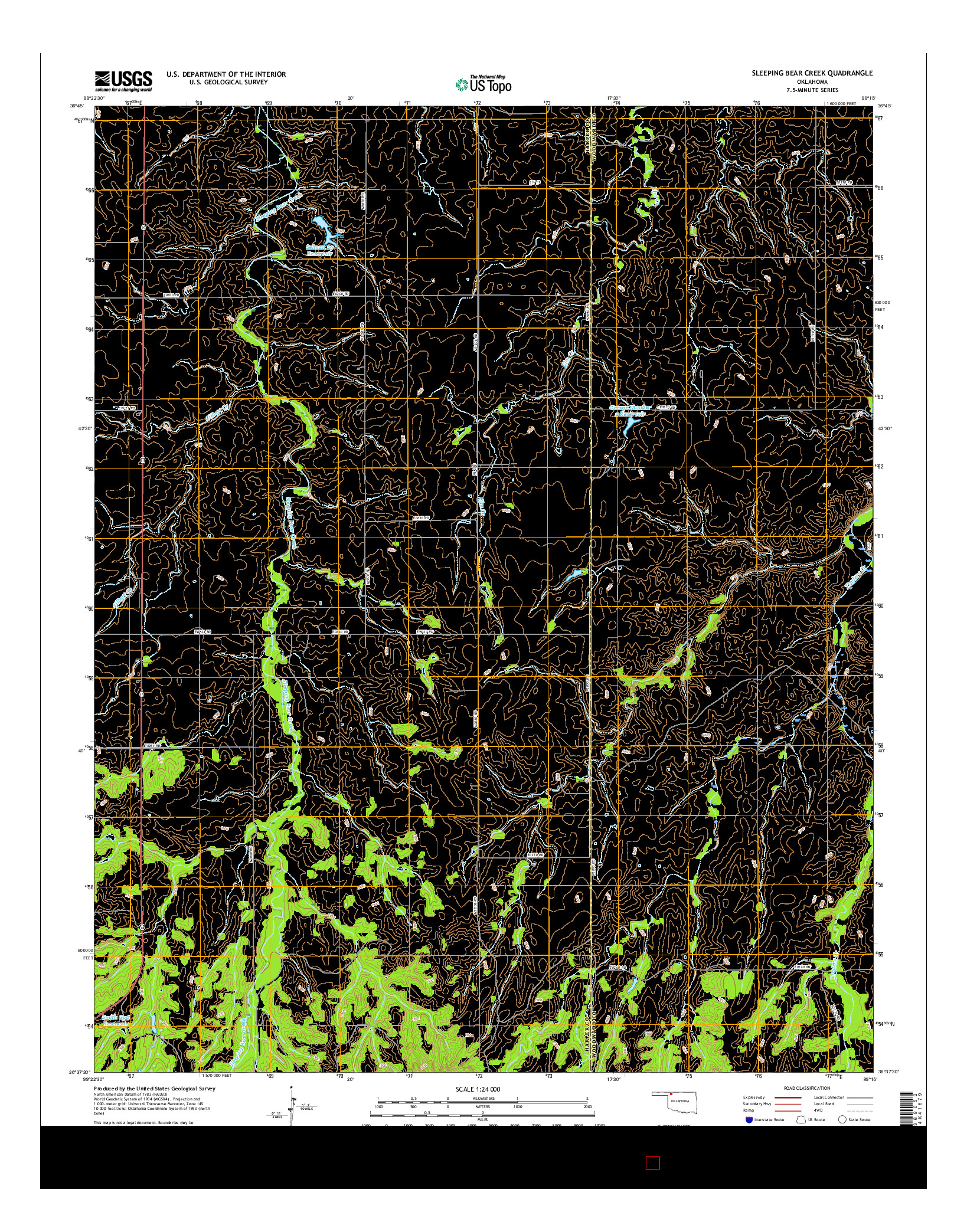 USGS US TOPO 7.5-MINUTE MAP FOR SLEEPING BEAR CREEK, OK 2016