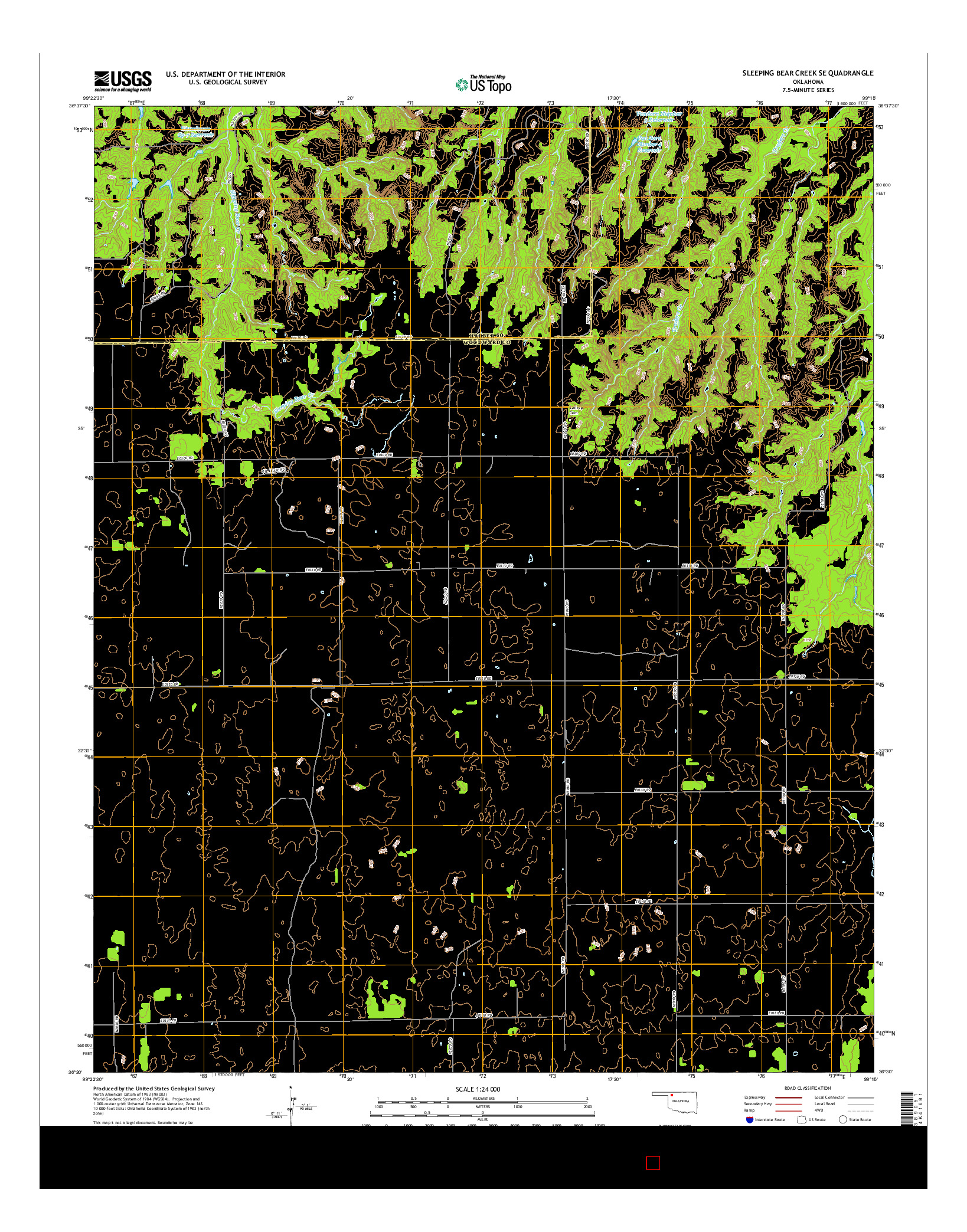 USGS US TOPO 7.5-MINUTE MAP FOR SLEEPING BEAR CREEK SE, OK 2016