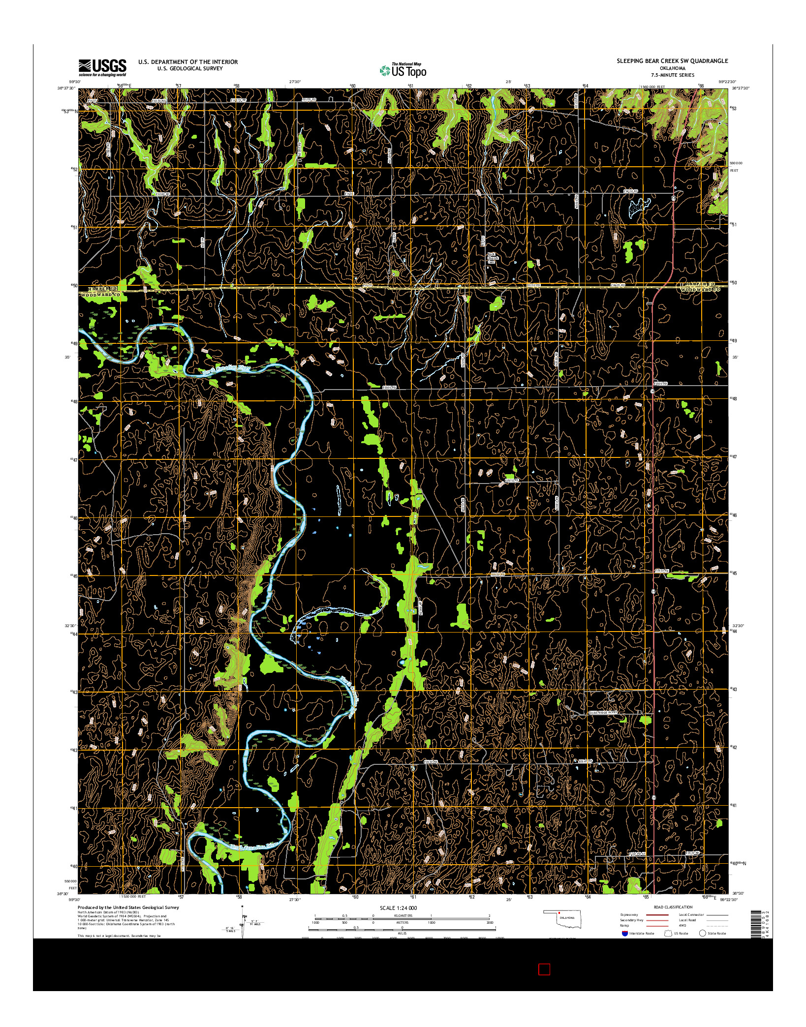 USGS US TOPO 7.5-MINUTE MAP FOR SLEEPING BEAR CREEK SW, OK 2016