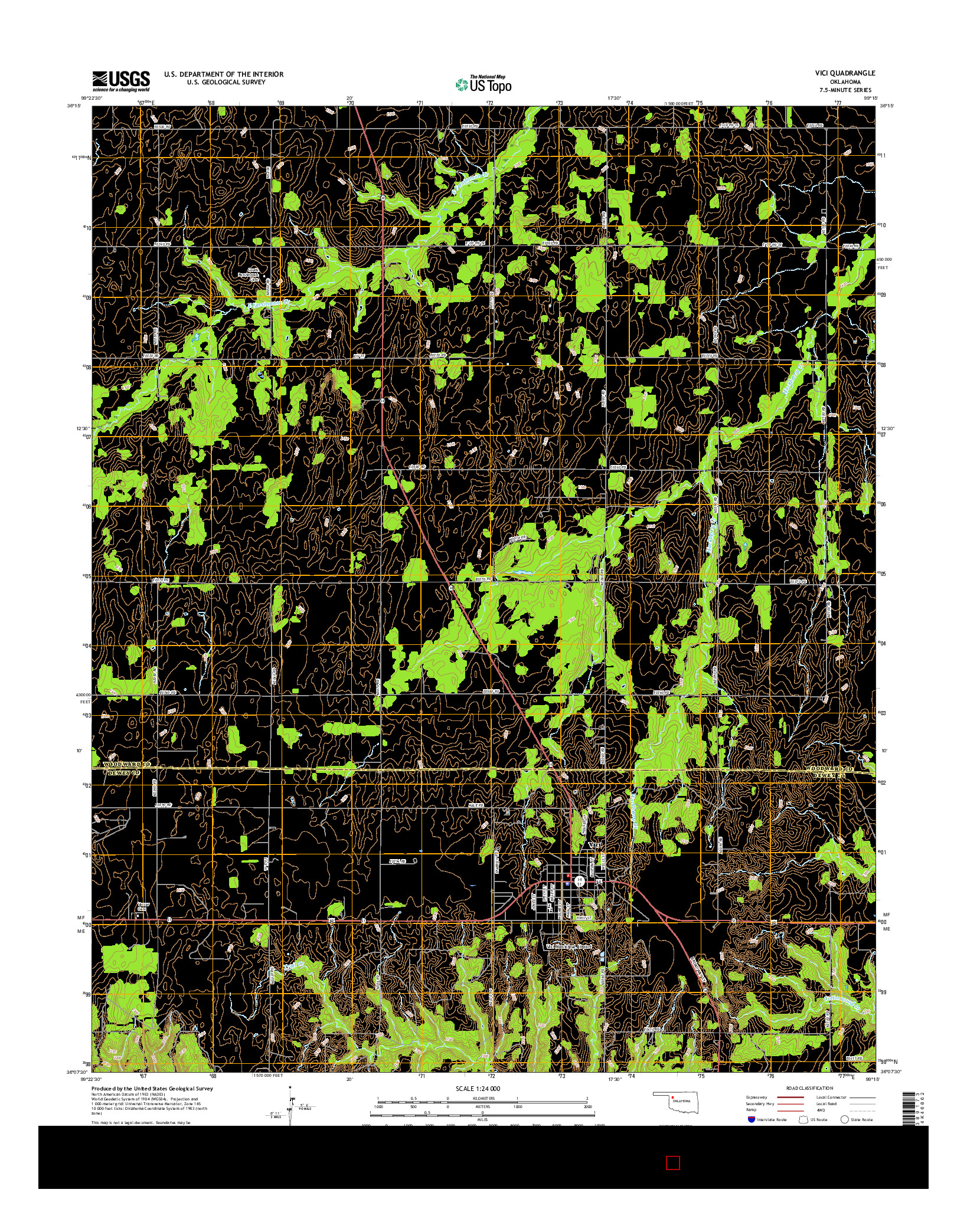 USGS US TOPO 7.5-MINUTE MAP FOR VICI, OK 2016