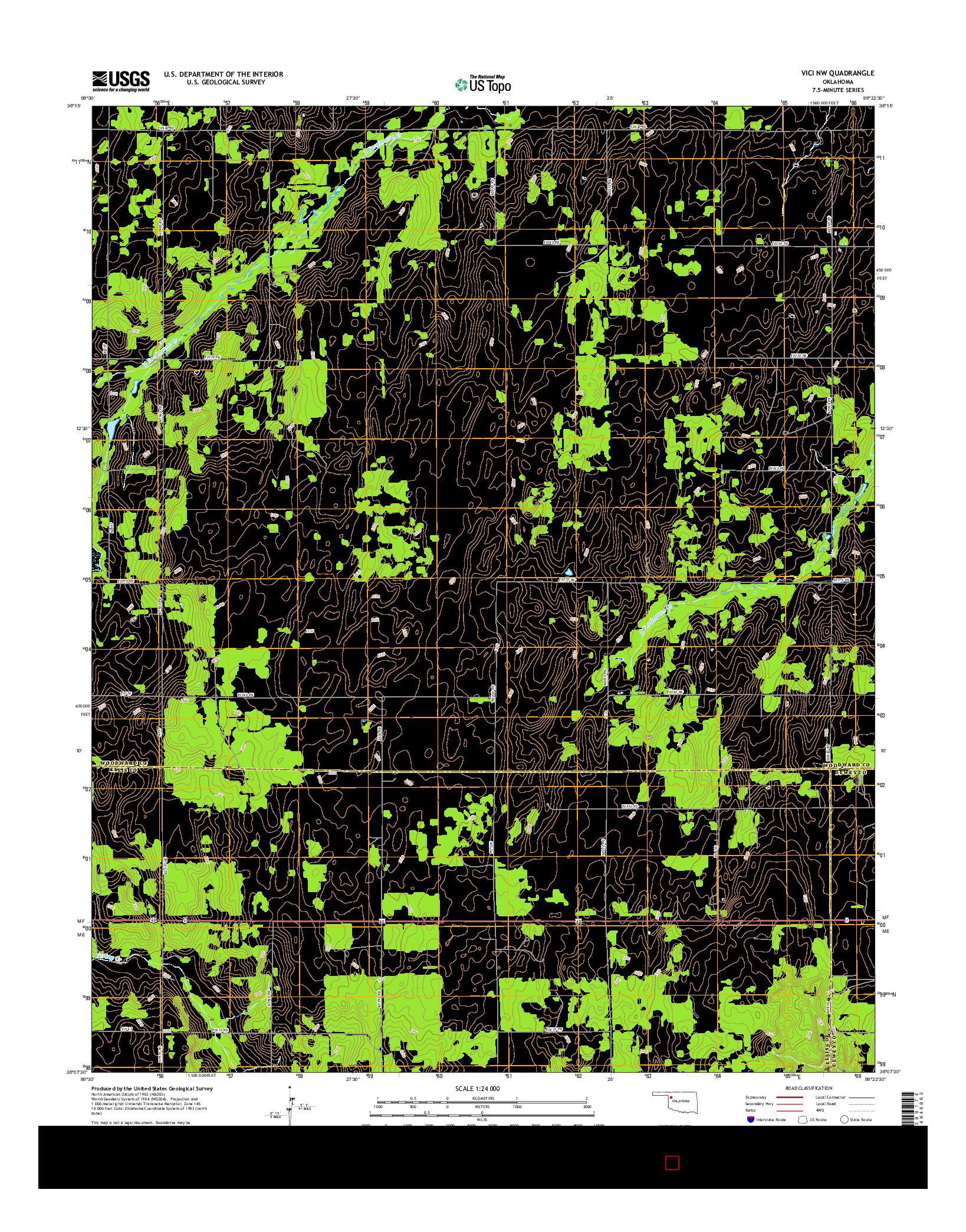 USGS US TOPO 7.5-MINUTE MAP FOR VICI NW, OK 2016