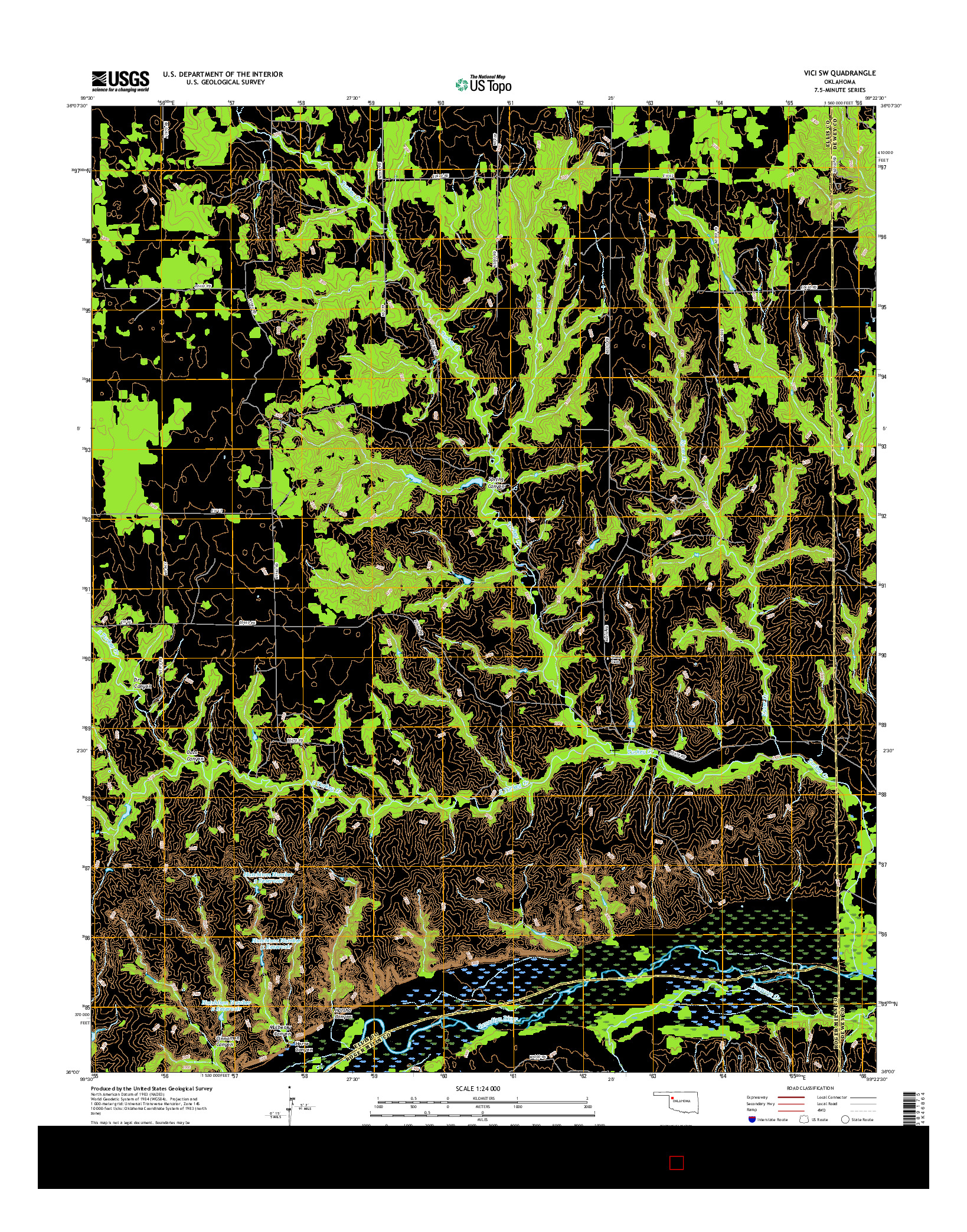 USGS US TOPO 7.5-MINUTE MAP FOR VICI SW, OK 2016