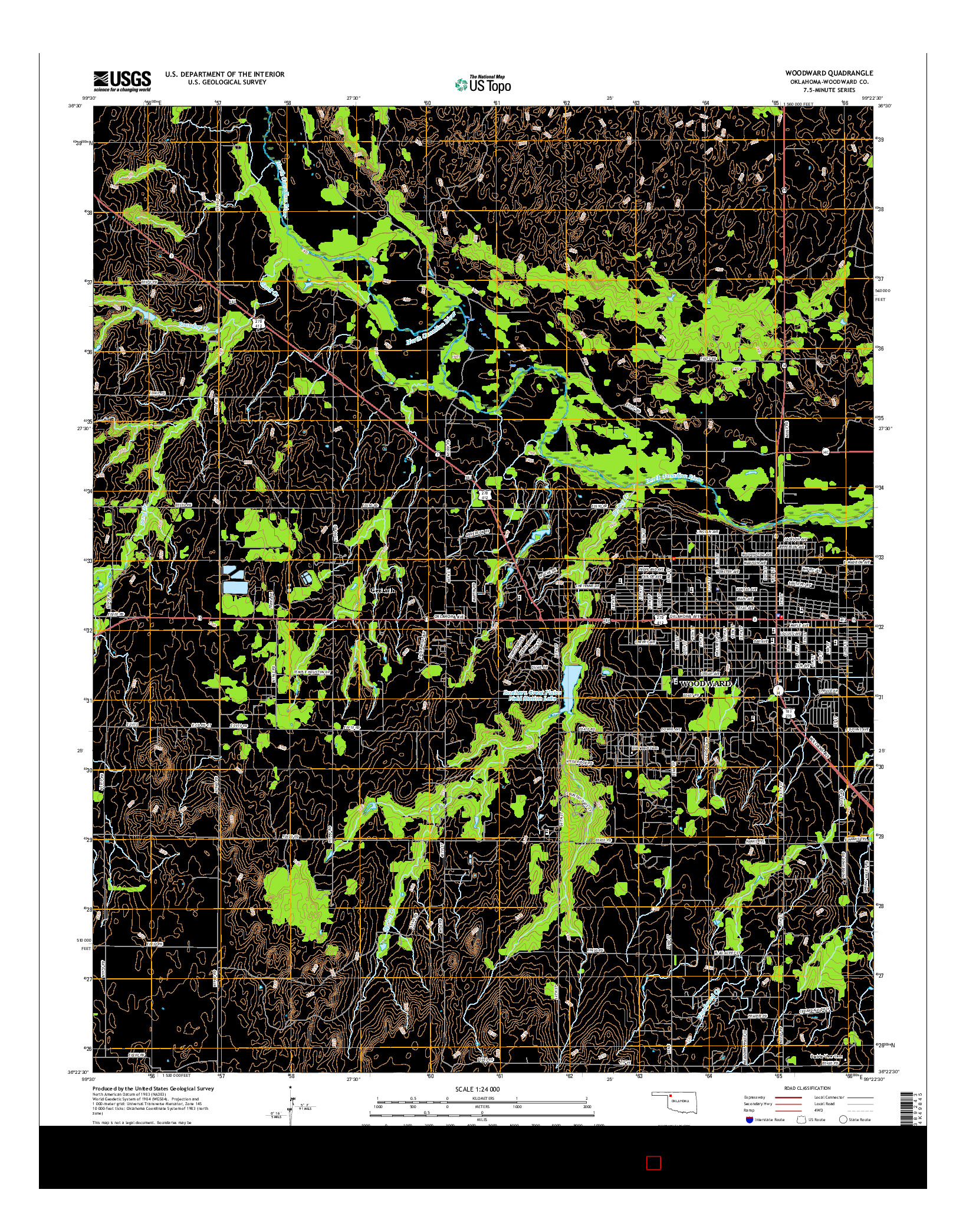 USGS US TOPO 7.5-MINUTE MAP FOR WOODWARD, OK 2016