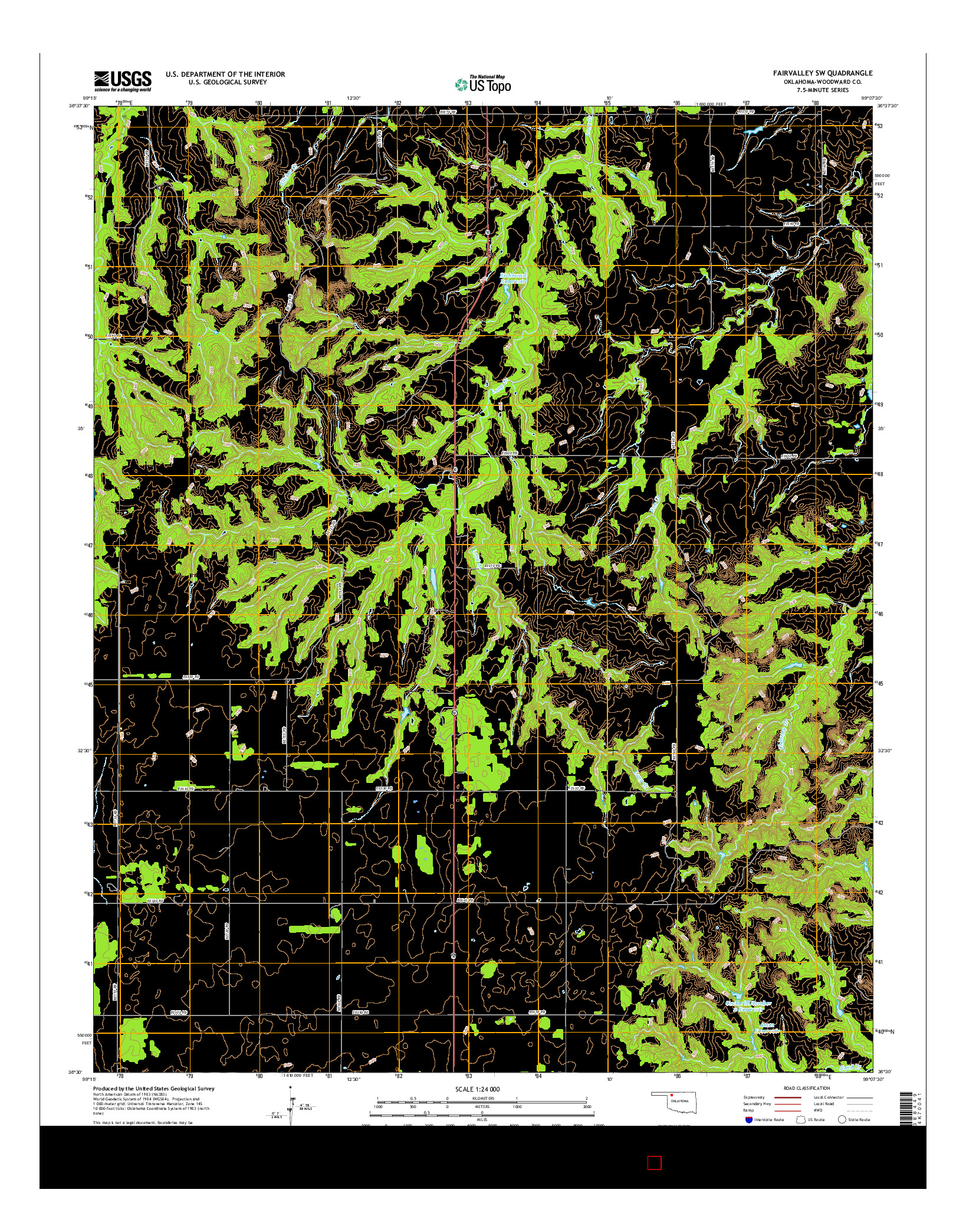 USGS US TOPO 7.5-MINUTE MAP FOR FAIRVALLEY SW, OK 2016