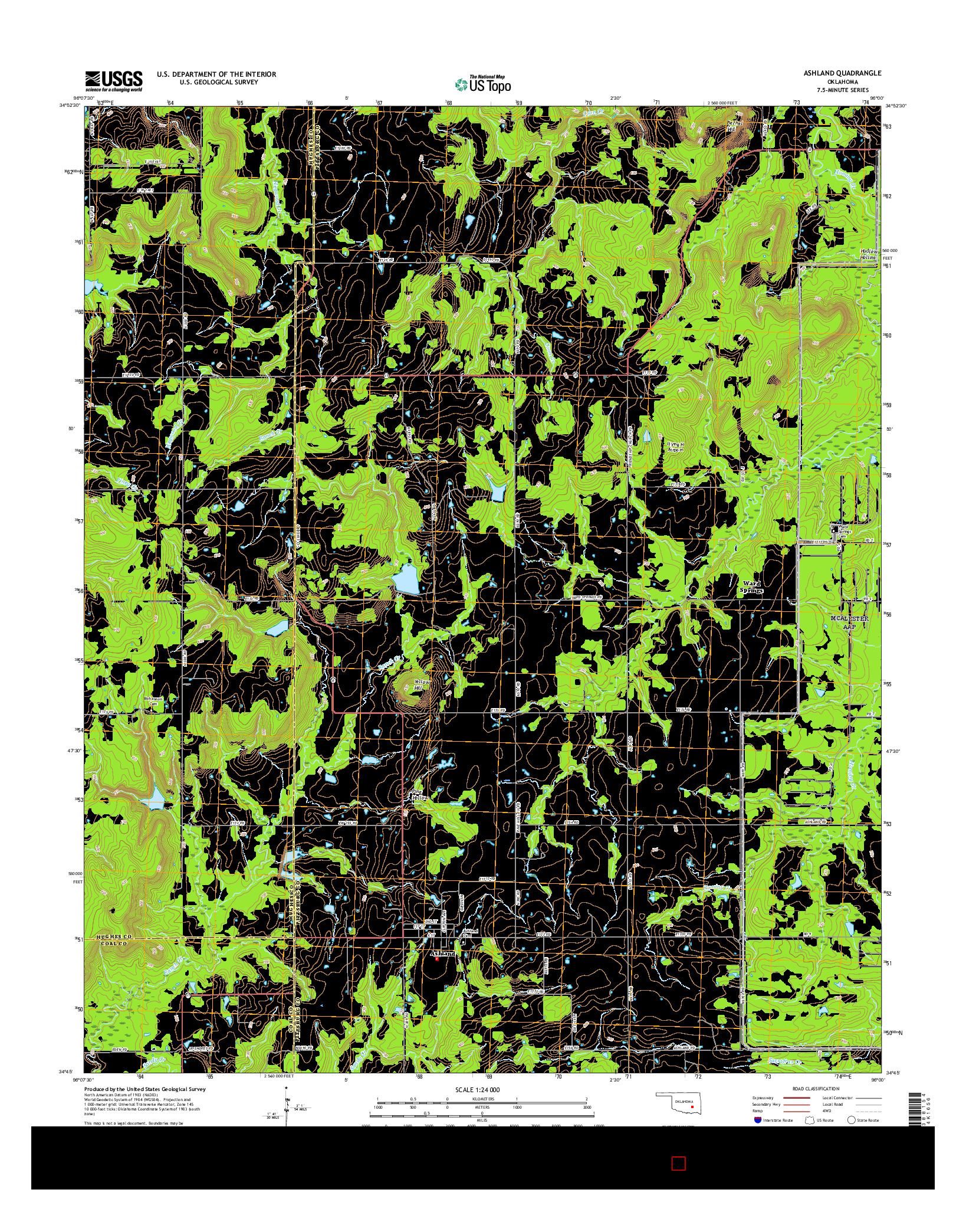 USGS US TOPO 7.5-MINUTE MAP FOR ASHLAND, OK 2016