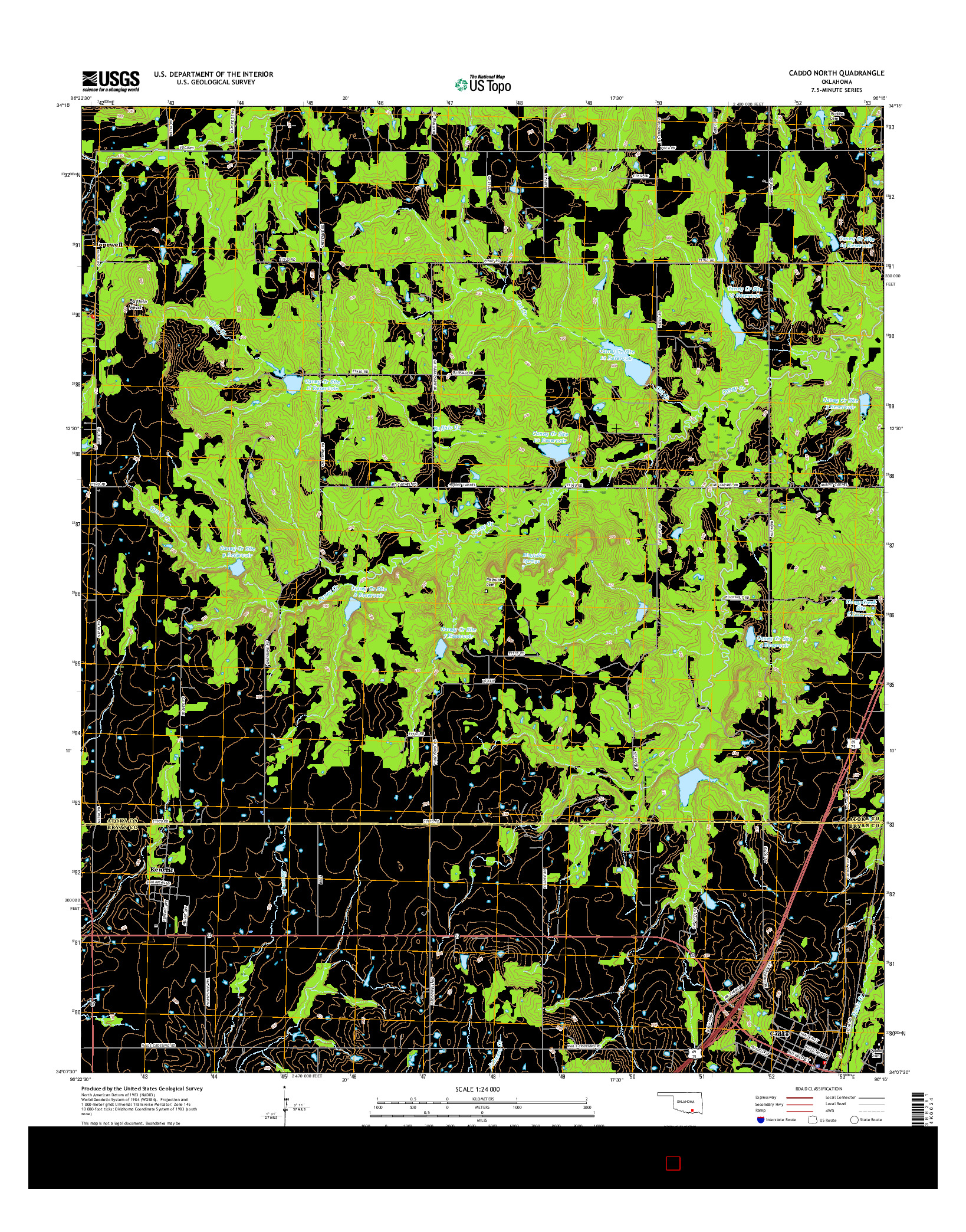 USGS US TOPO 7.5-MINUTE MAP FOR CADDO NORTH, OK 2016